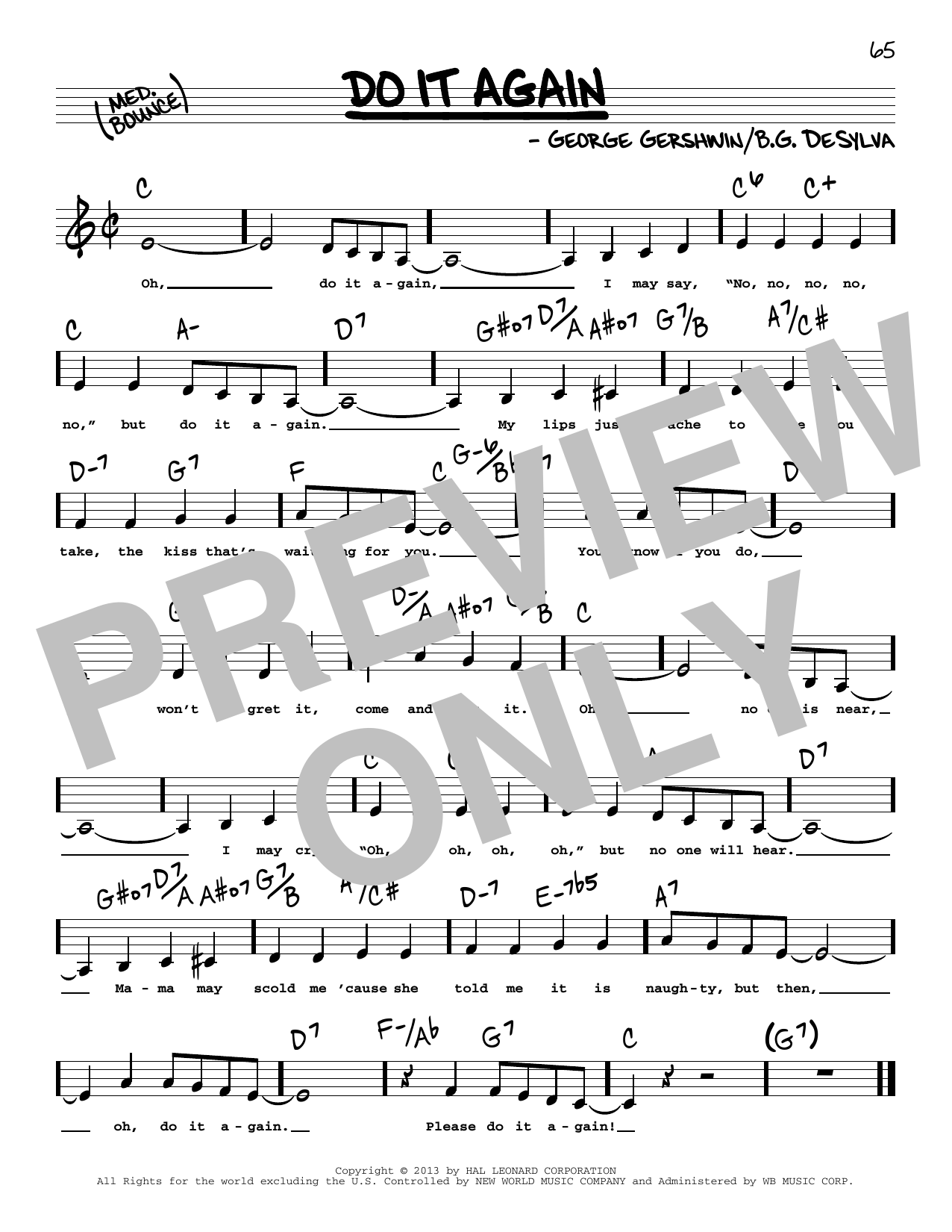 George Gershwin Do It Again (Low Voice) Sheet Music Notes & Chords for Real Book – Melody, Lyrics & Chords - Download or Print PDF George Gershwin Do It Again (Low Voice) Sheet Music Notes & Chords for Real Book – Melody, Lyrics & Chords - Download or Print PDF