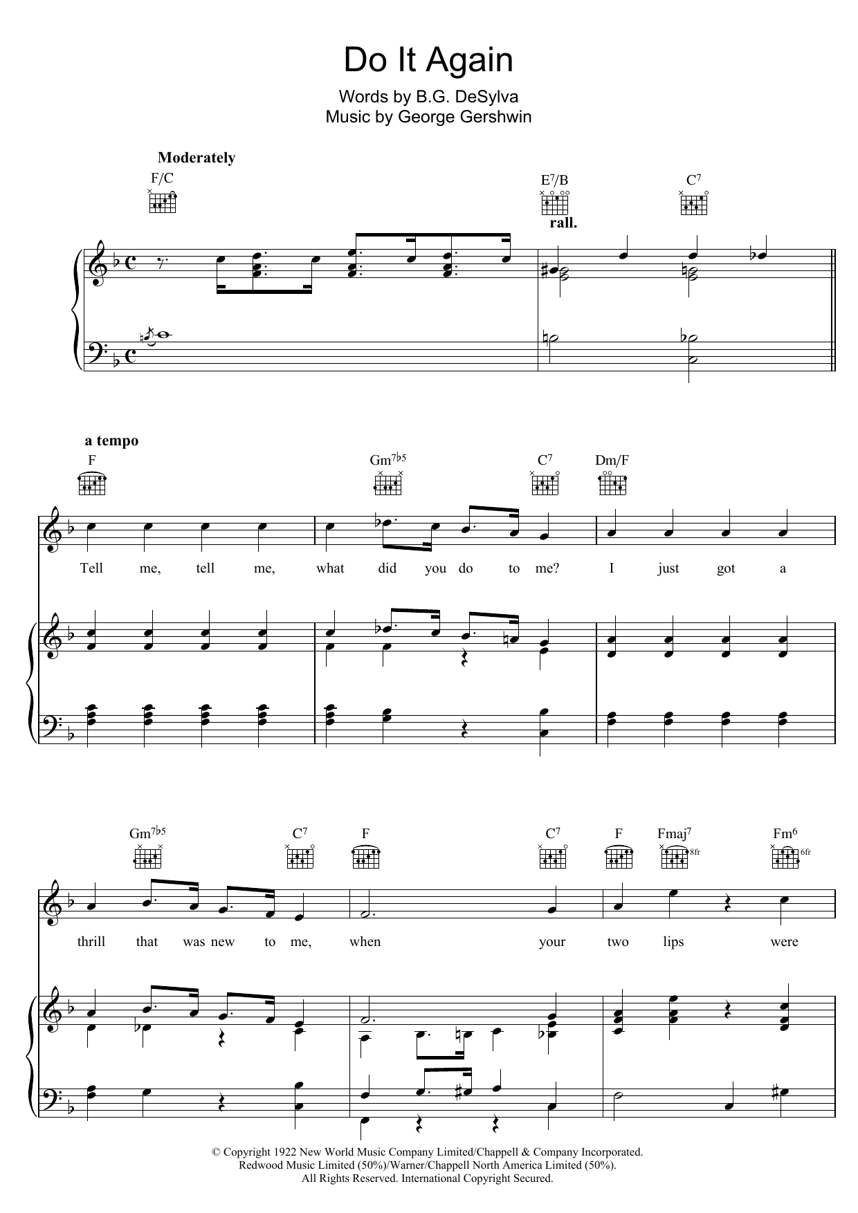 George Gershwin Do It Again Sheet Music Notes & Chords for Real Book – Melody & Chords - Download or Print PDF