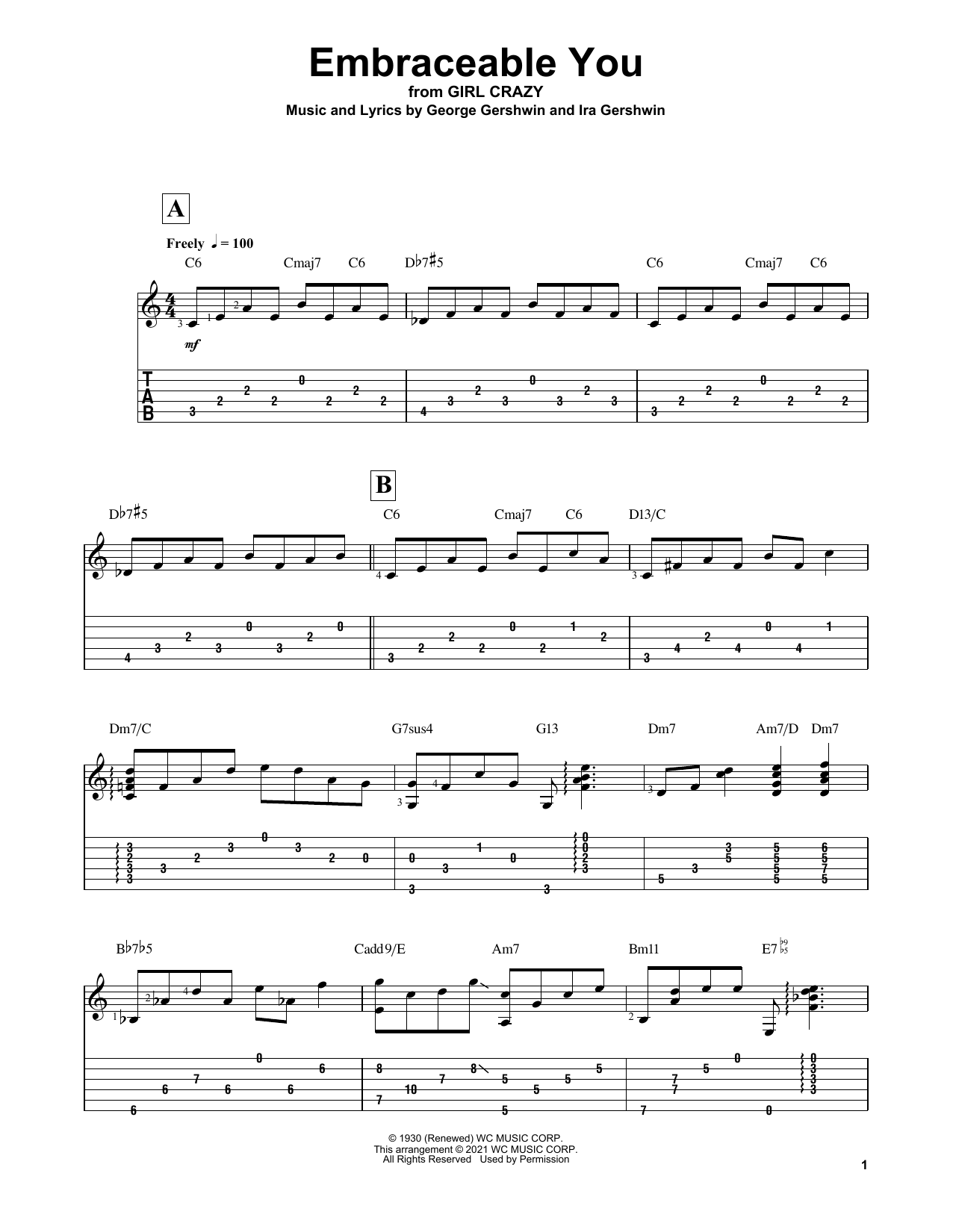 George Gershwin Embraceable You (arr. Matt Otten) Sheet Music Notes & Chords for Solo Guitar - Download or Print PDF