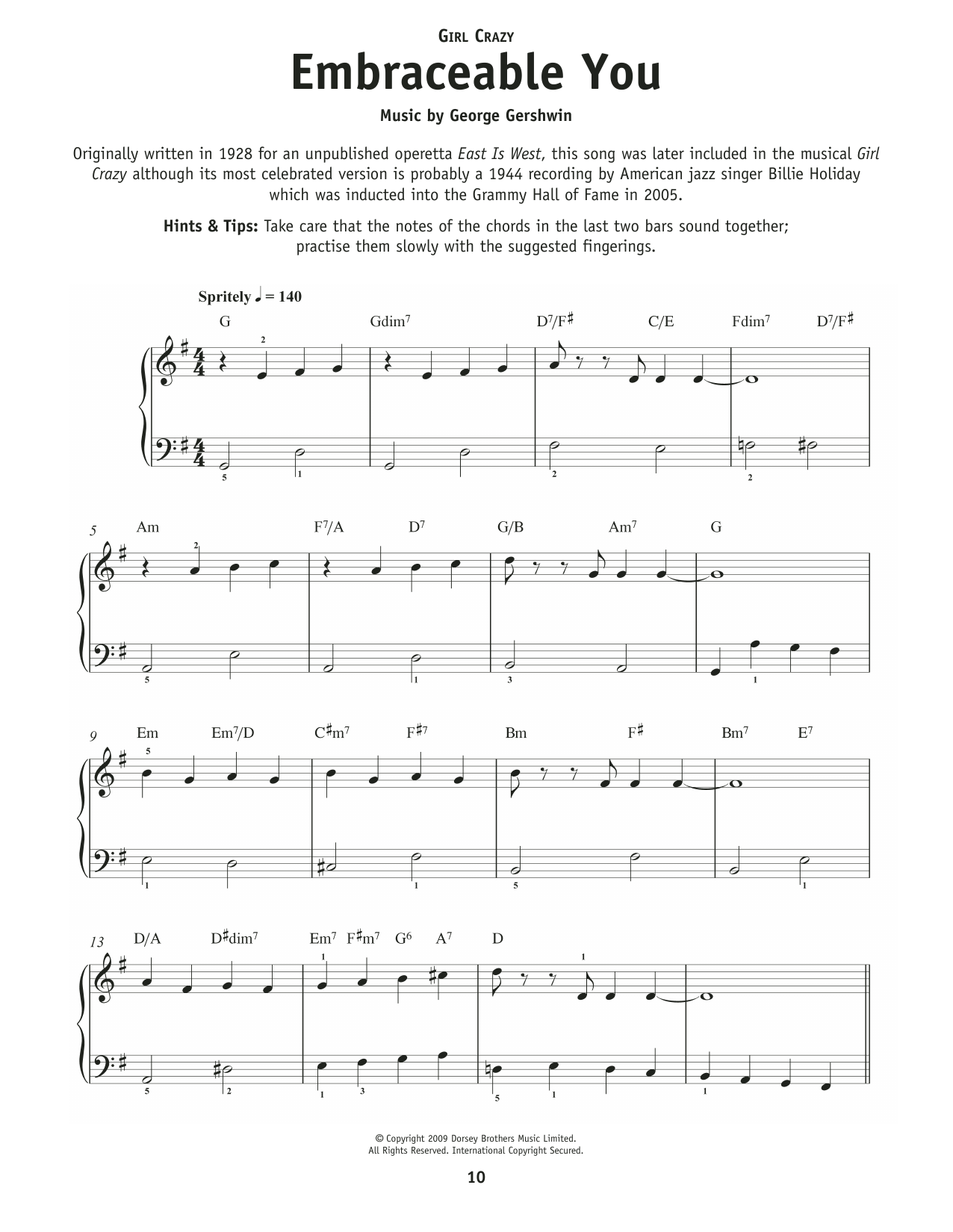 George Gershwin Embraceable You (from Crazy For You) Sheet Music Notes & Chords for Really Easy Piano - Download or Print PDF