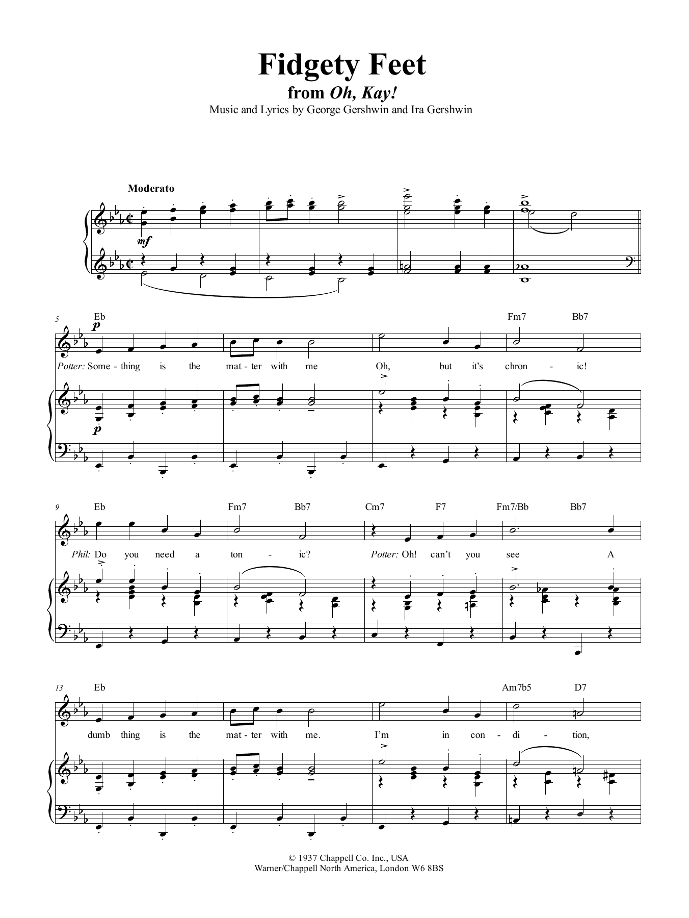 George Gershwin Fidgety Feet Sheet Music Notes & Chords for Piano, Vocal & Guitar (Right-Hand Melody) - Download or Print PDF