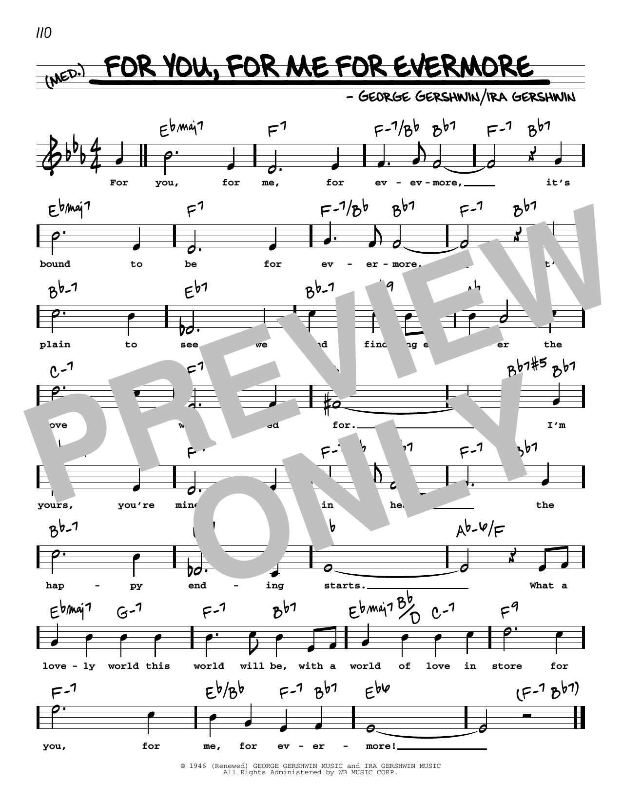 George Gershwin For You, For Me For Evermore (High Voice) Sheet Music Notes & Chords for Real Book – Melody, Lyrics & Chords - Download or Print PDF