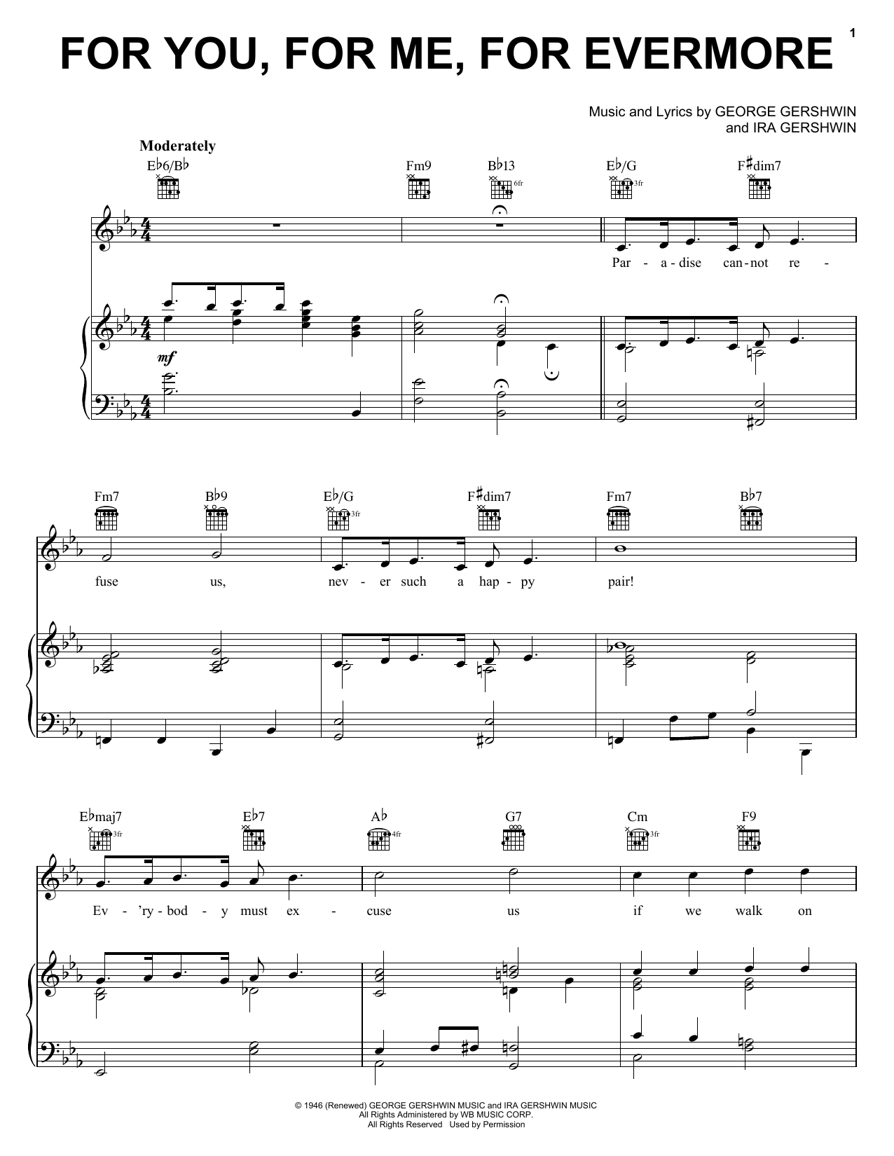 George Gershwin For You, For Me For Evermore Sheet Music Notes & Chords for Melody Line, Lyrics & Chords - Download or Print PDF