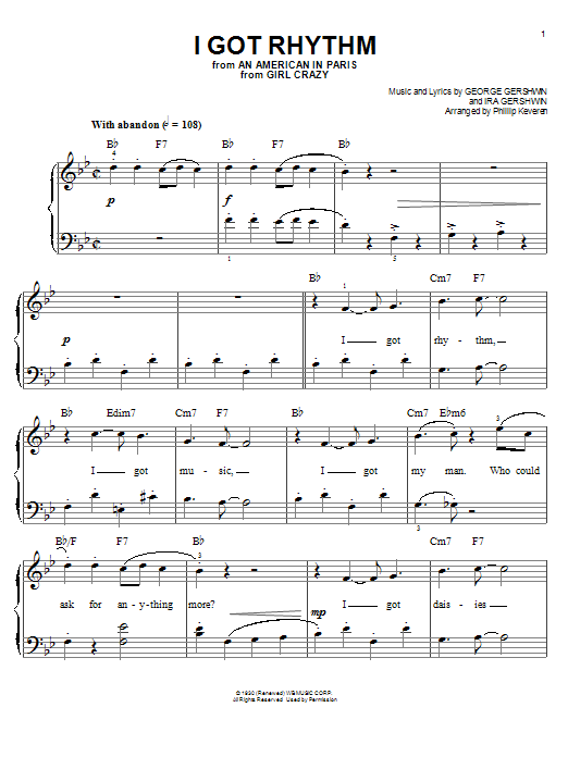 Phillip Keveren I Got Rhythm Sheet Music Notes & Chords for Easy Piano - Download or Print PDF