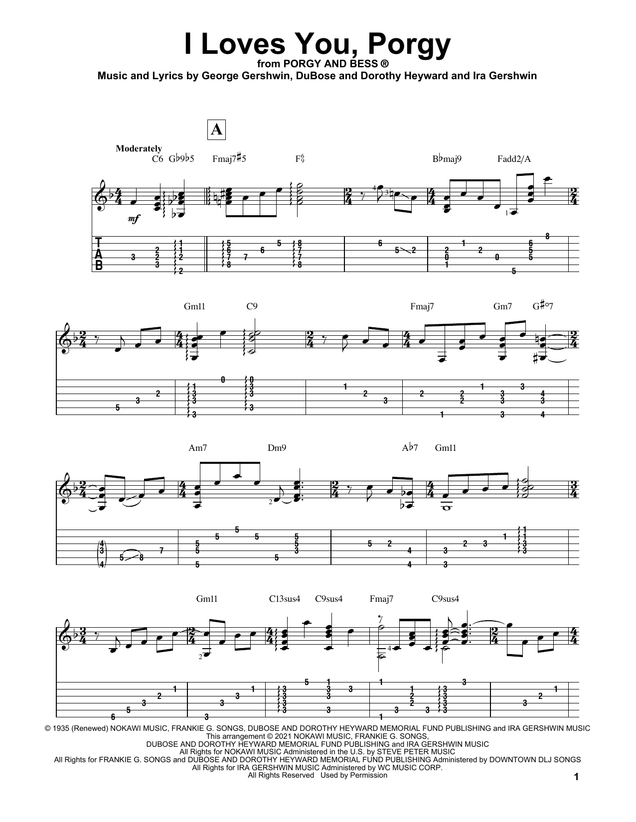 George Gershwin I Loves You, Porgy (arr. Matt Otten) Sheet Music Notes & Chords for Solo Guitar - Download or Print PDF