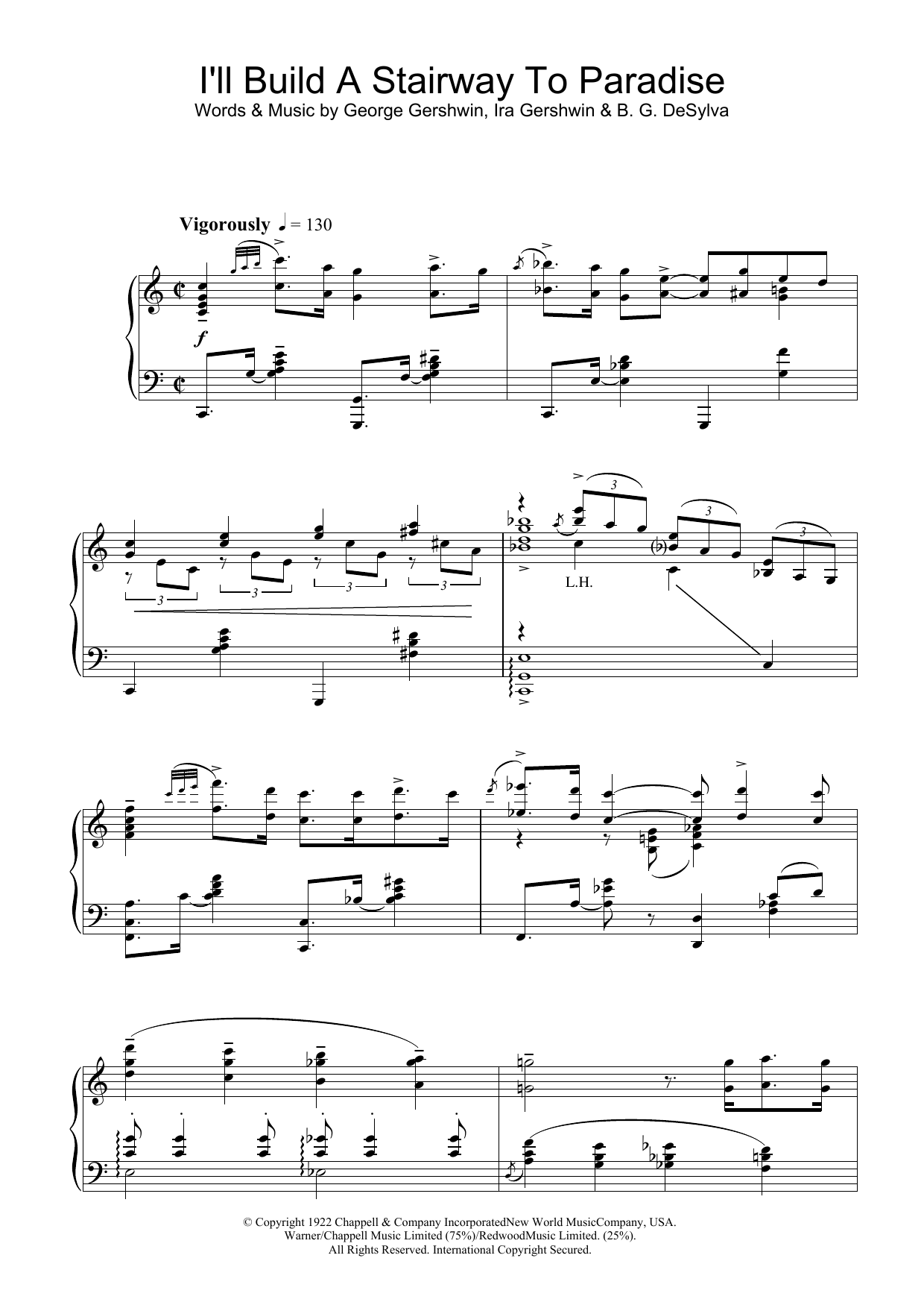George Gershwin I'll Build A Stairway To Paradise Sheet Music Notes & Chords for Piano, Vocal & Guitar Chords (Right-Hand Melody) - Download or Print PDF