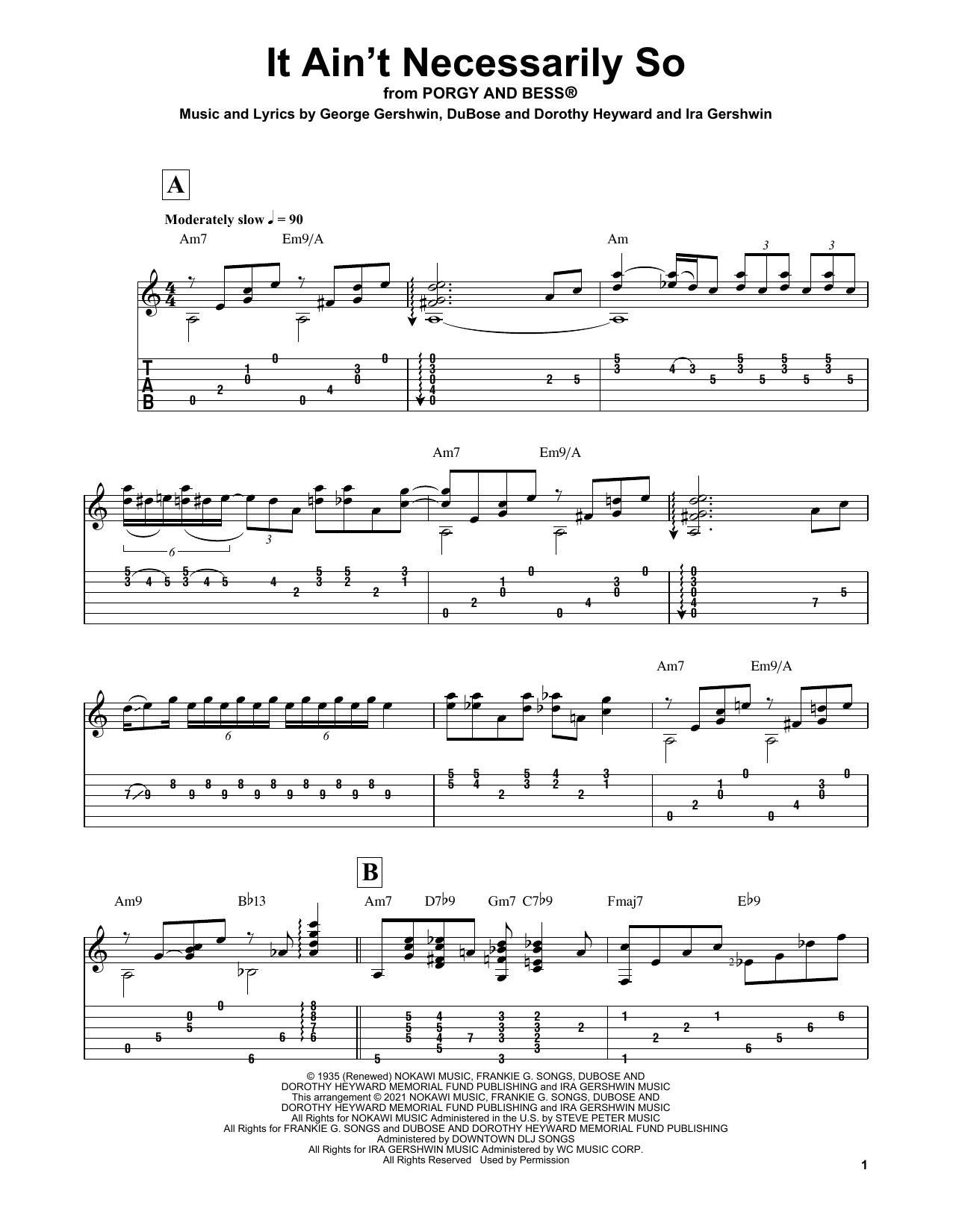 George Gershwin It Ain't Necessarily So (arr. Matt Otten) Sheet Music Notes & Chords for Solo Guitar - Download or Print PDF