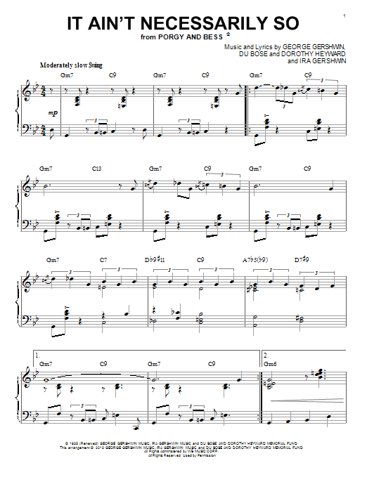 George Gershwin It Ain't Necessarily So [Jazz version] (arr. Brent Edstrom) Sheet Music Notes & Chords for Piano Solo - Download or Print PDF