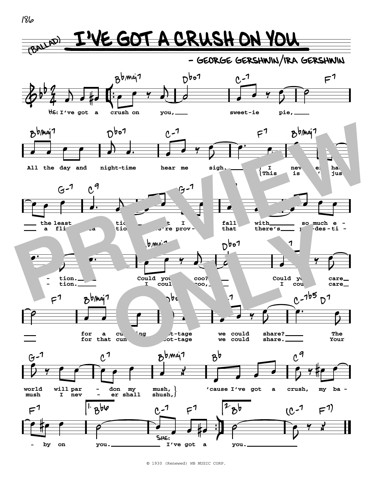 George Gershwin I've Got A Crush On You (High Voice) Sheet Music Notes & Chords for Real Book – Melody, Lyrics & Chords - Download or Print PDF