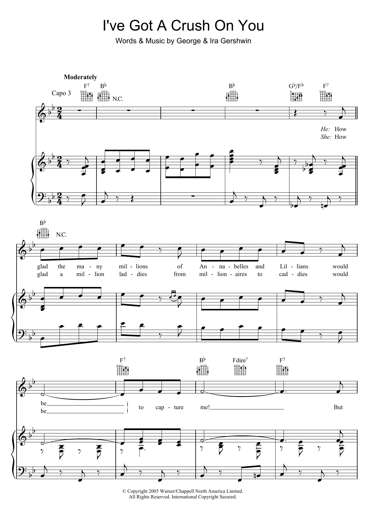 Ira Gershwin I've Got A Crush On You Sheet Music Notes & Chords for Melody Line, Lyrics & Chords - Download or Print PDF