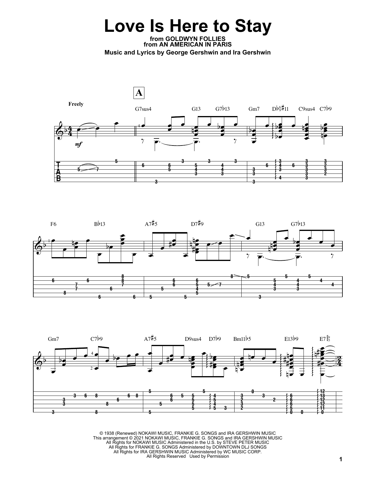 George Gershwin Love Is Here To Stay (arr. Matt Otten) Sheet Music Notes & Chords for Solo Guitar - Download or Print PDF