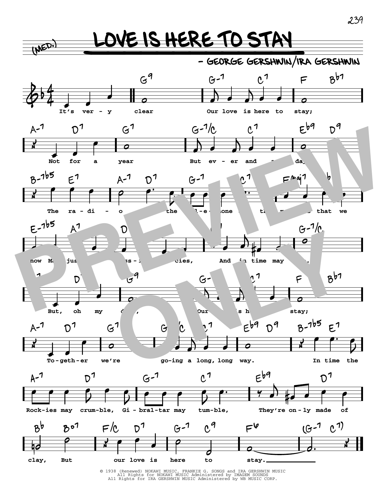George Gershwin Love Is Here To Stay (High Voice) Sheet Music Notes & Chords for Real Book – Melody, Lyrics & Chords - Download or Print PDF