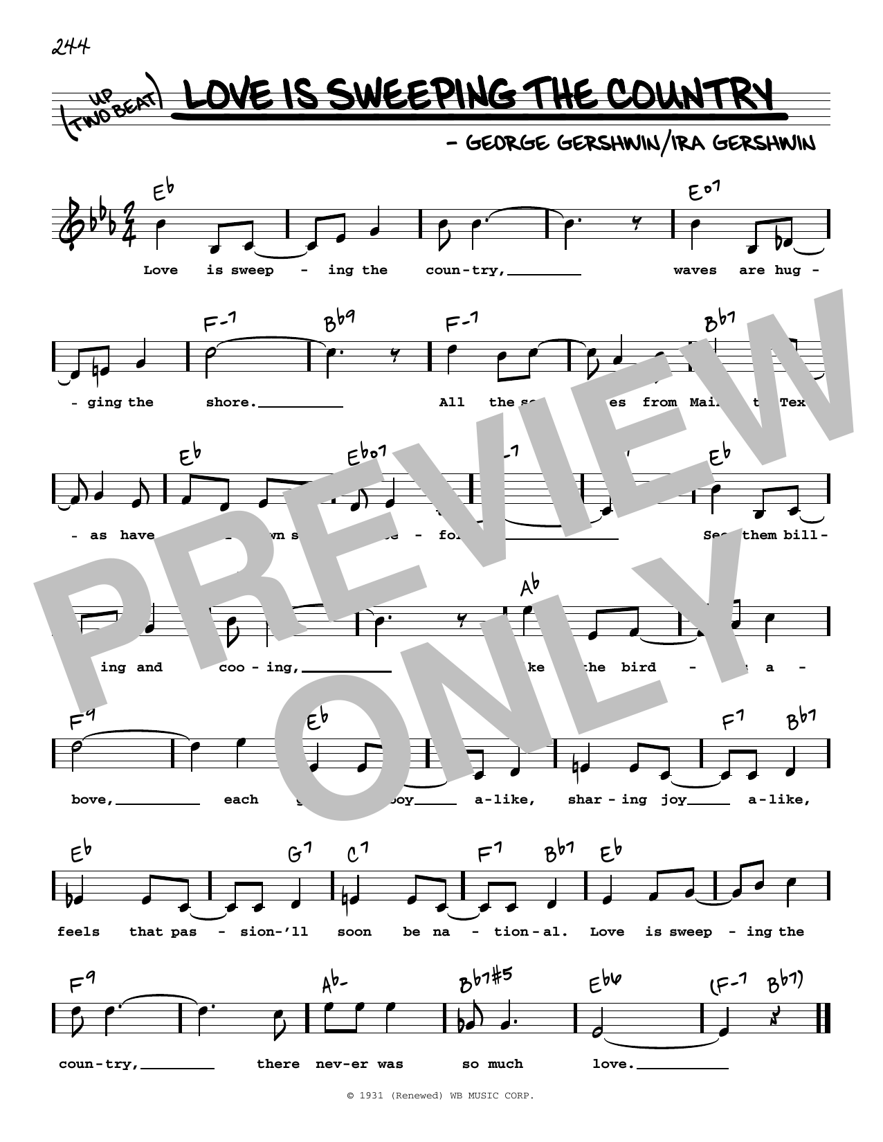George Gershwin Love Is Sweeping The Country (High Voice) Sheet Music Notes & Chords for Real Book – Melody, Lyrics & Chords - Download or Print PDF