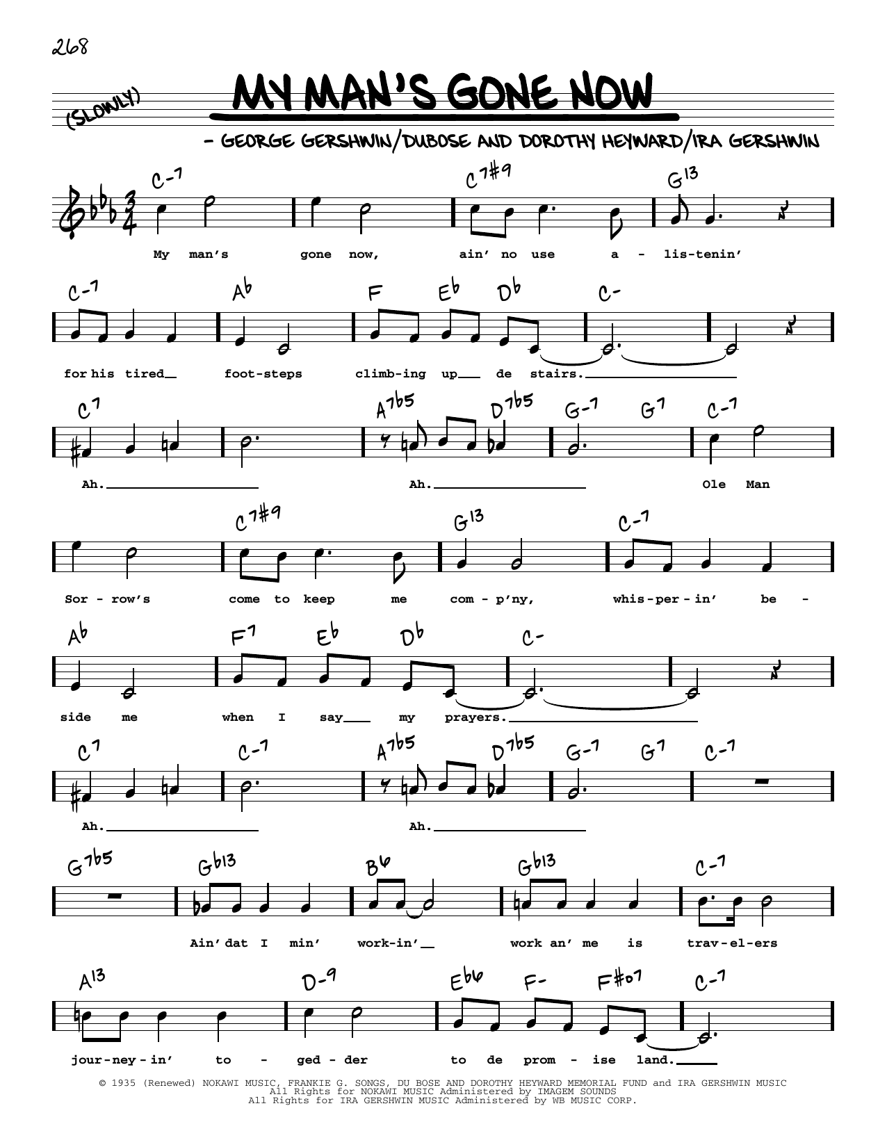 George Gershwin My Man's Gone Now (High Voice) Sheet Music Notes & Chords for Real Book – Melody, Lyrics & Chords - Download or Print PDF