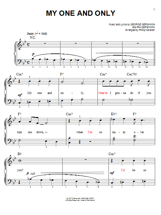 Phillip Keveren My One And Only Sheet Music Notes & Chords for Easy Piano - Download or Print PDF