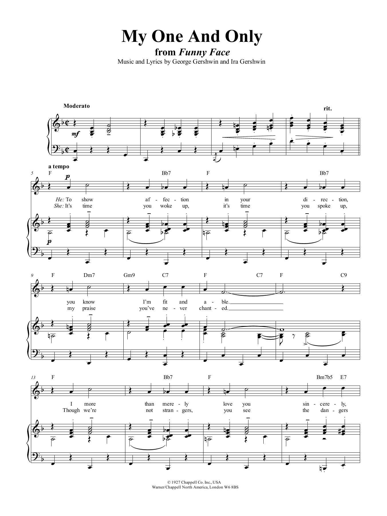 George Gershwin My One And Only Sheet Music Notes & Chords for Melody Line, Lyrics & Chords - Download or Print PDF