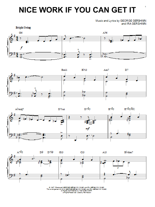 George Gershwin Nice Work If You Can Get It [Jazz version] (arr. Brent Edstrom) Sheet Music Notes & Chords for Piano Solo - Download or Print PDF