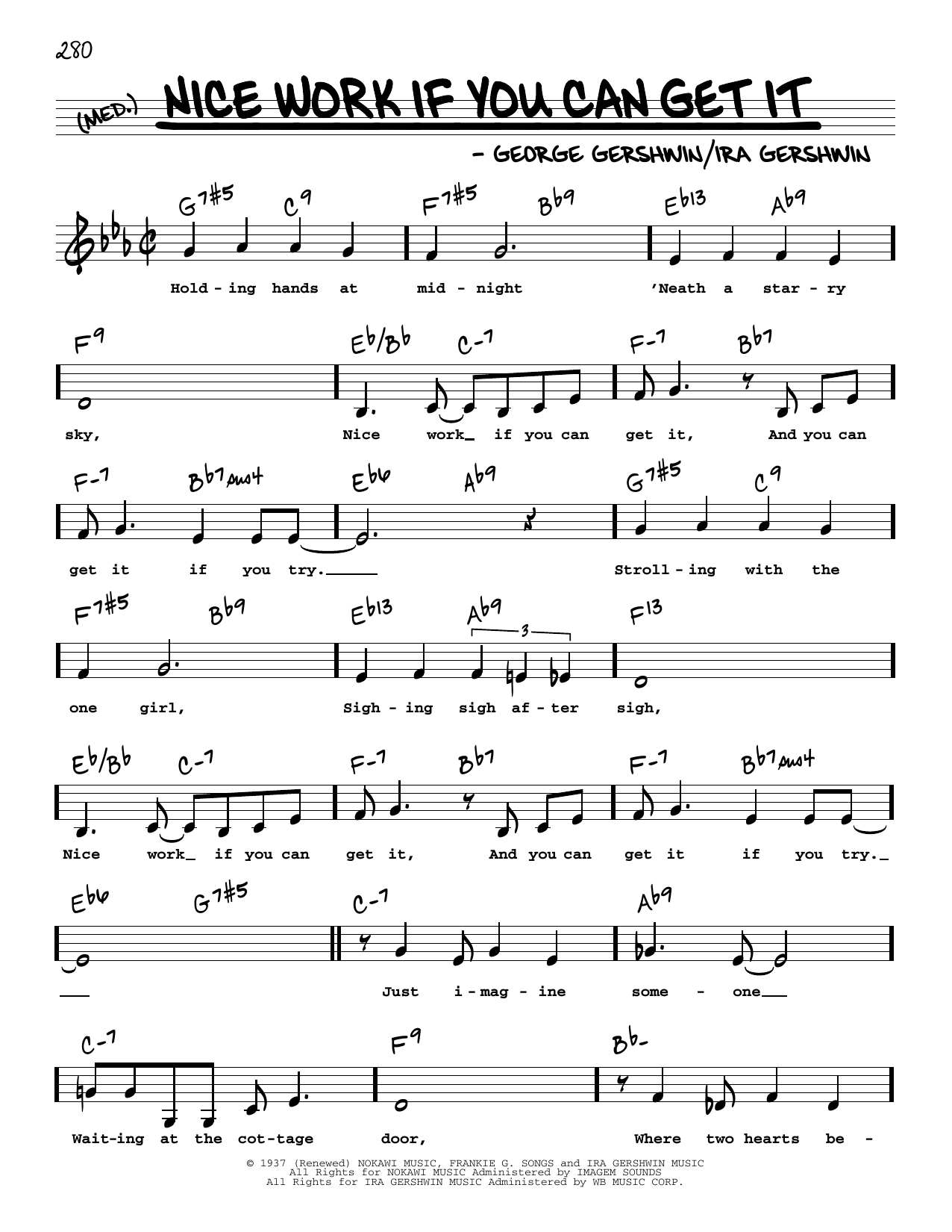 George Gershwin Nice Work If You Can Get It (Low Voice) Sheet Music Notes & Chords for Real Book – Melody, Lyrics & Chords - Download or Print PDF