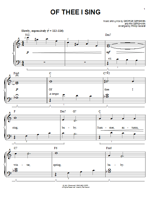 Phillip Keveren Of Thee I Sing Sheet Music Notes & Chords for Easy Piano - Download or Print PDF