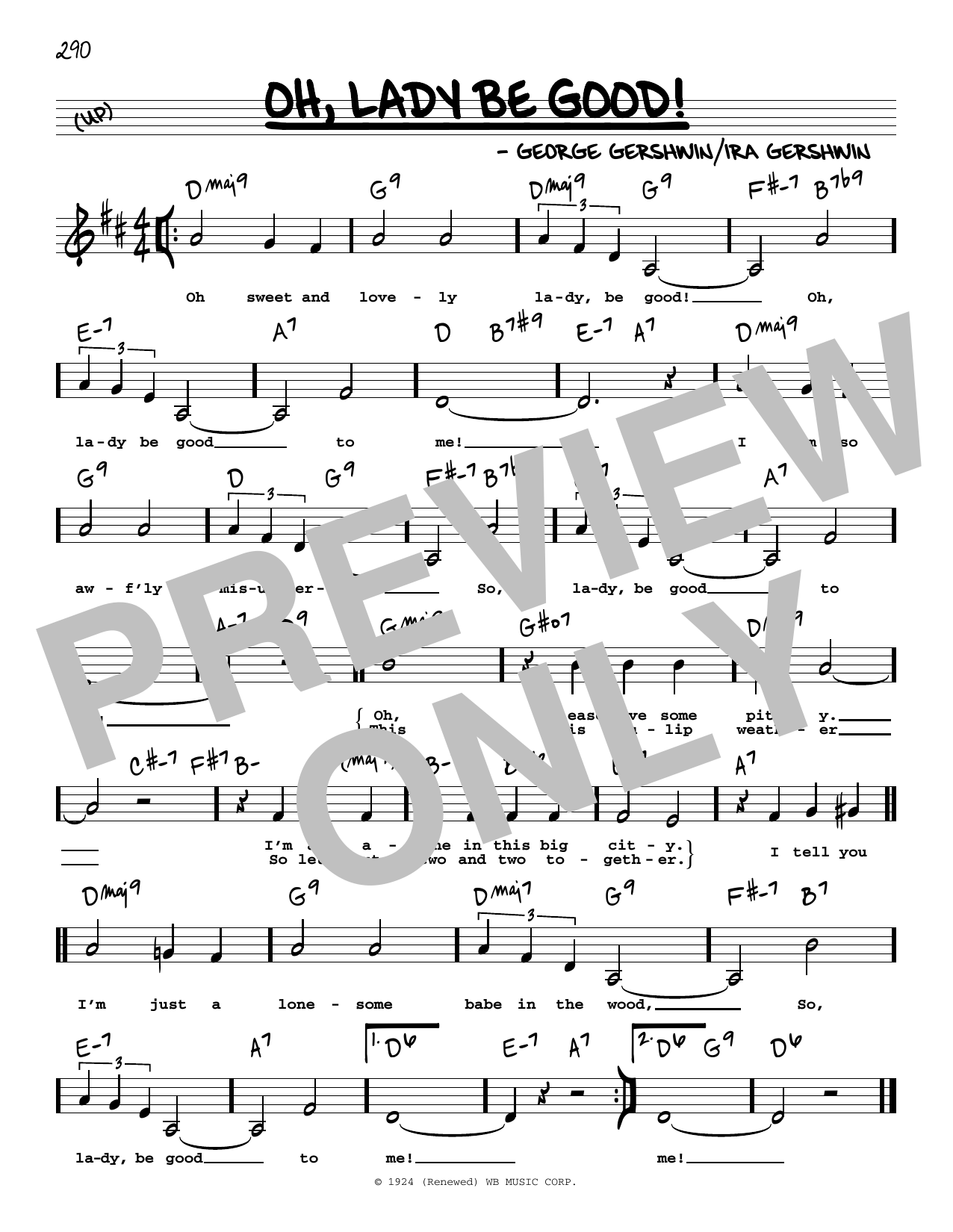 George Gershwin Oh, Lady Be Good! (Low Voice) Sheet Music Notes & Chords for Real Book – Melody, Lyrics & Chords - Download or Print PDF