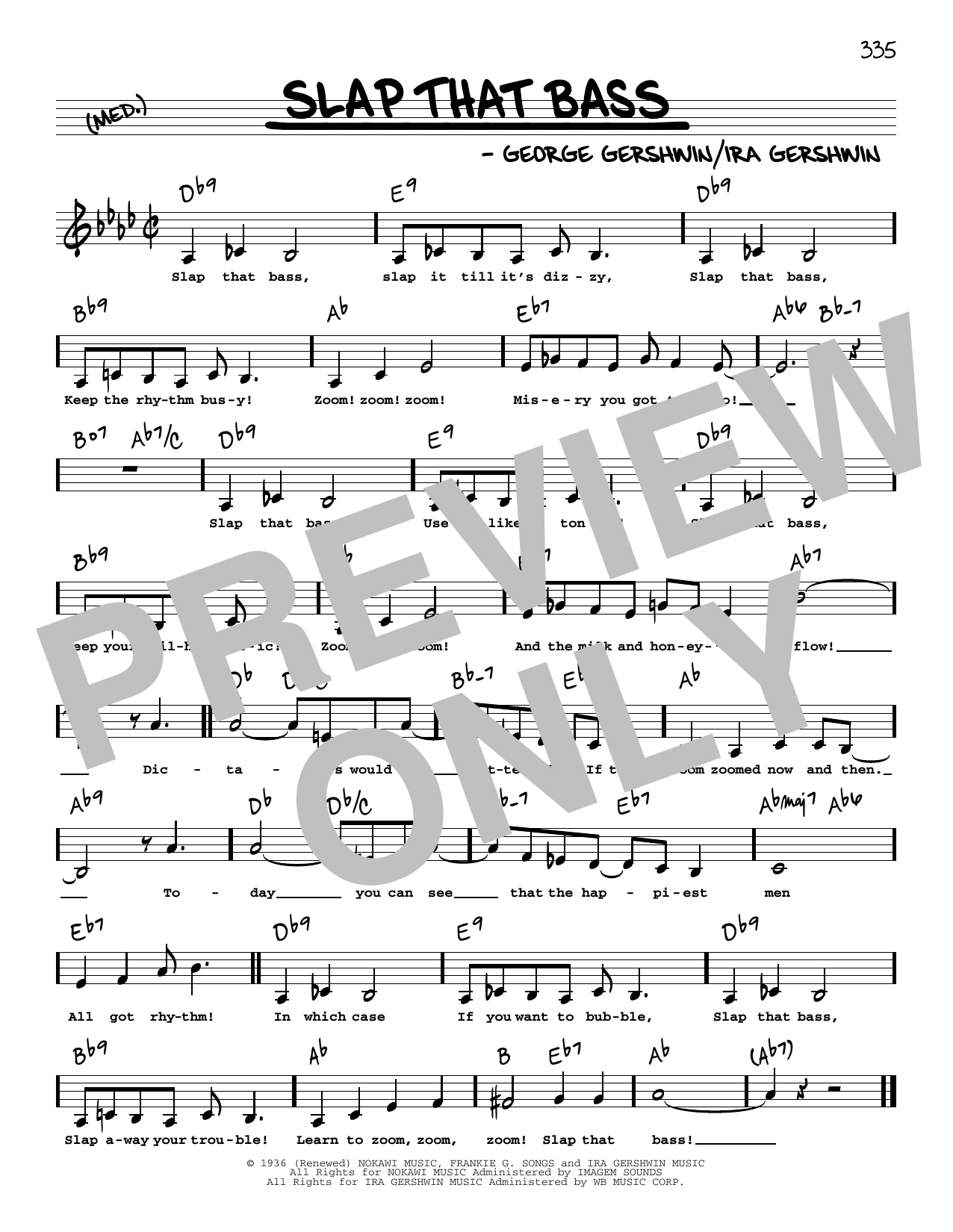 George Gershwin Slap That Bass (Low Voice) Sheet Music Notes & Chords for Real Book – Melody, Lyrics & Chords - Download or Print PDF