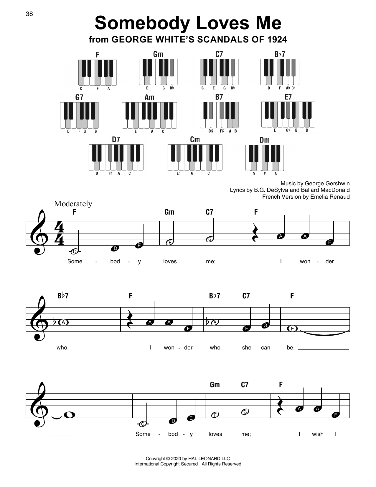 George Gershwin Somebody Loves Me (from George White's Scandals Of 1924) Sheet Music Notes & Chords for Super Easy Piano - Download or Print PDF