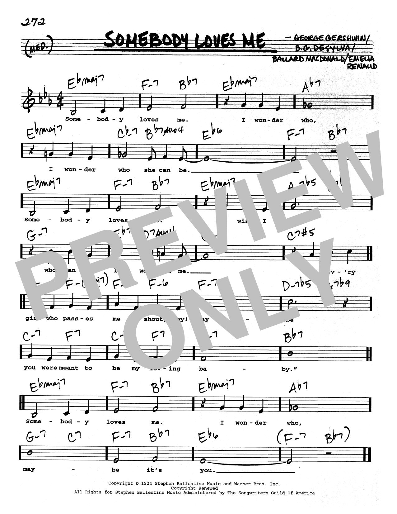George Gershwin Somebody Loves Me (Low Voice) Sheet Music Notes & Chords for Real Book – Melody, Lyrics & Chords - Download or Print PDF