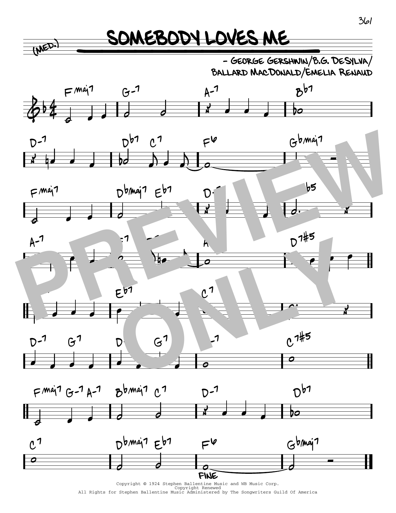 George Gershwin Somebody Loves Me [Reharmonized version] (arr. Jack Grassel) Sheet Music Notes & Chords for Real Book – Melody & Chords - Download or Print PDF