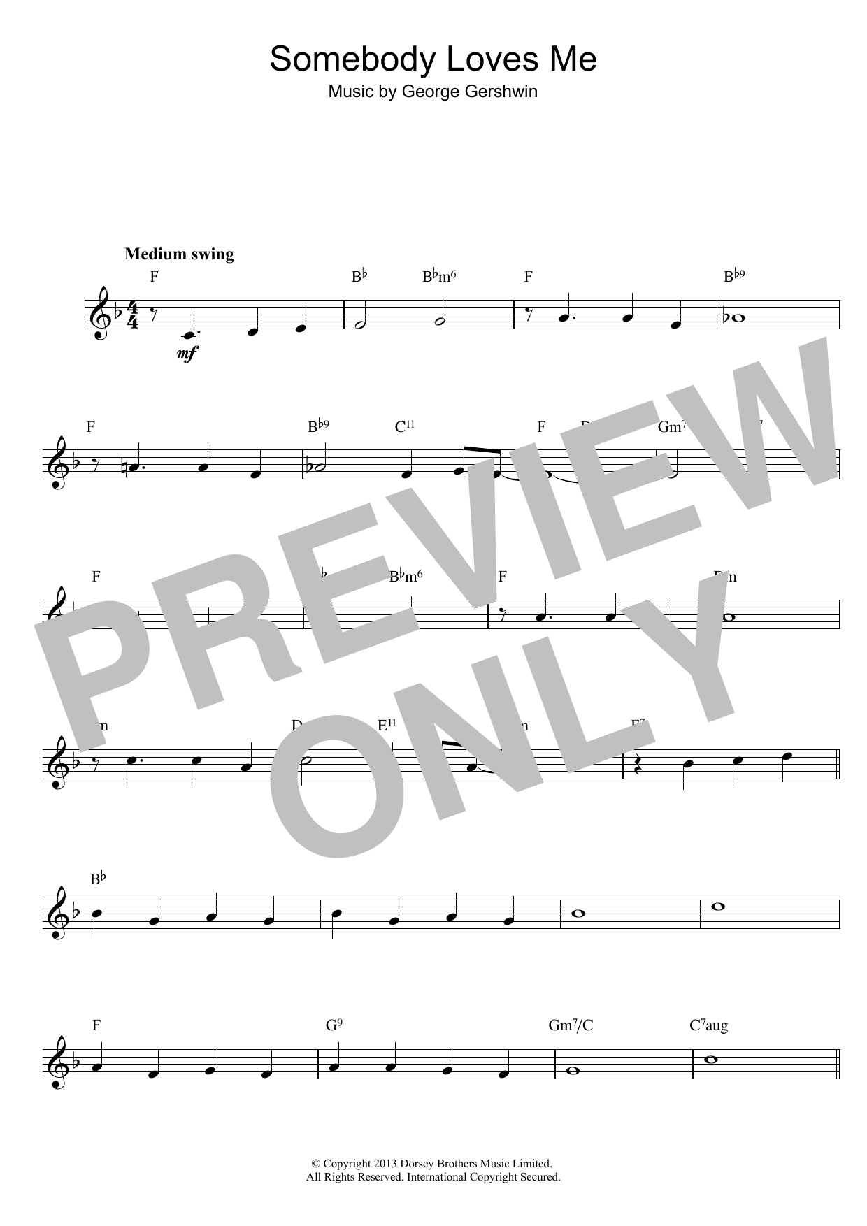 George Gershwin Somebody Loves Me Sheet Music Notes & Chords for Real Book – Melody & Chords – Bass Clef Instruments - Download or Print PDF