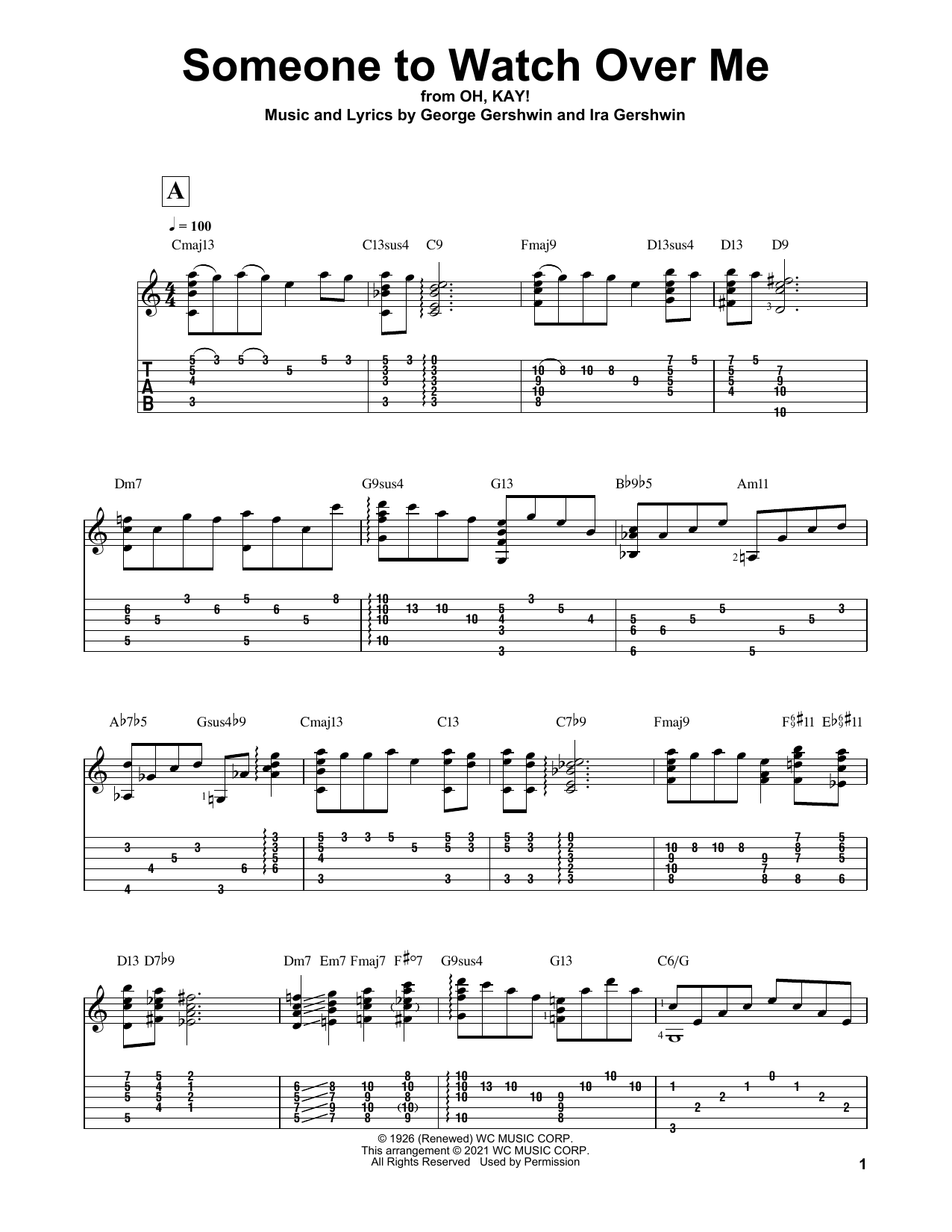 George Gershwin Someone To Watch Over Me (arr. Matt Otten) Sheet Music Notes & Chords for Solo Guitar - Download or Print PDF