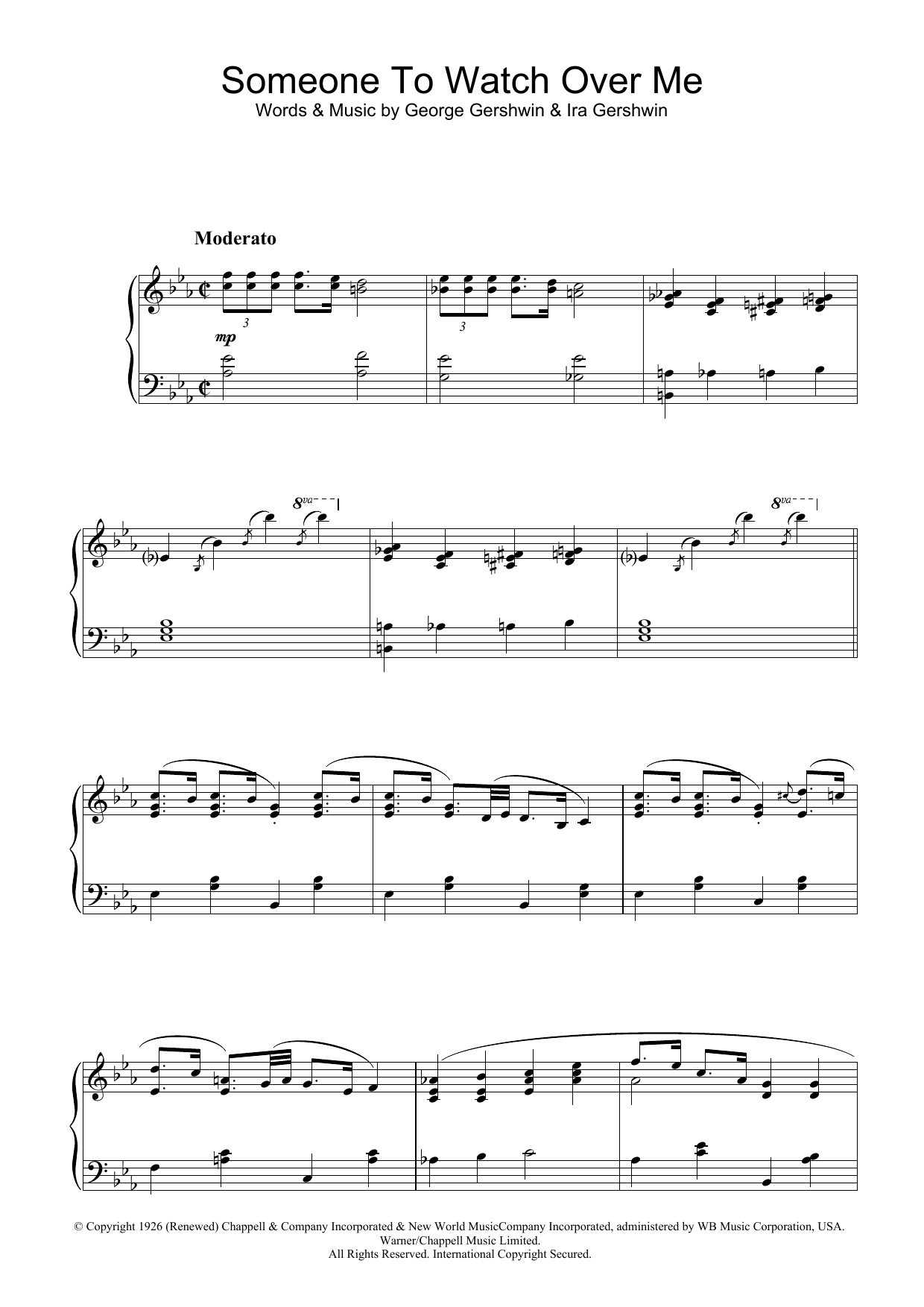 George Gershwin Someone To Watch Over Me (from Oh, Kay!) Sheet Music Notes & Chords for Piano Solo - Download or Print PDF