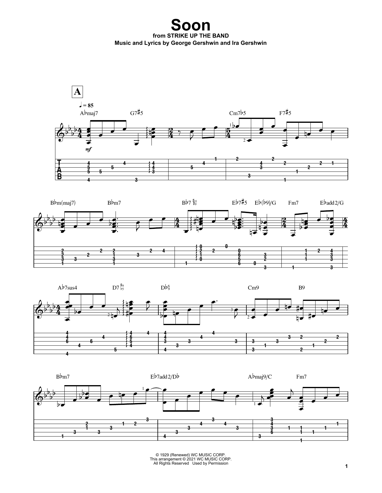 George Gershwin Soon (arr. Matt Otten) Sheet Music Notes & Chords for Solo Guitar - Download or Print PDF