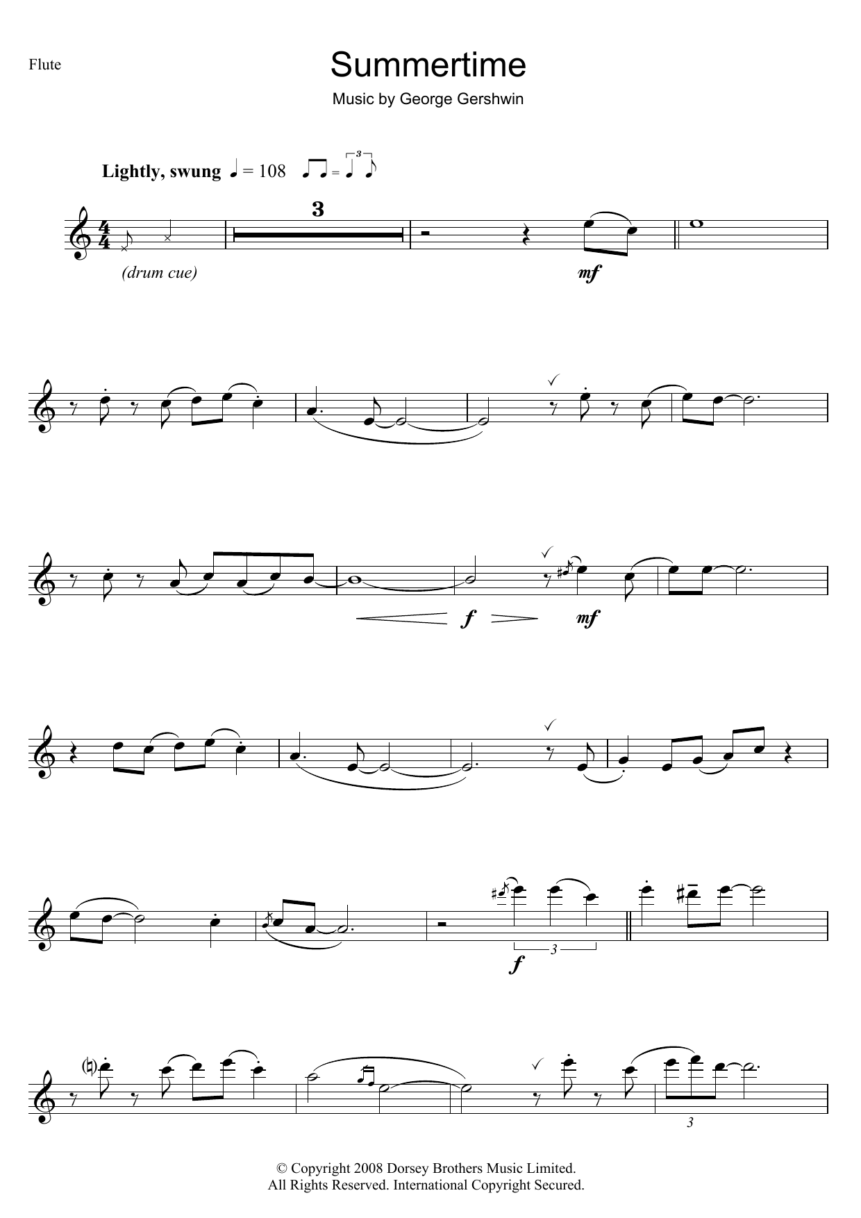 George Gershwin Summertime Sheet Music Notes & Chords for Piano & Vocal - Download or Print PDF