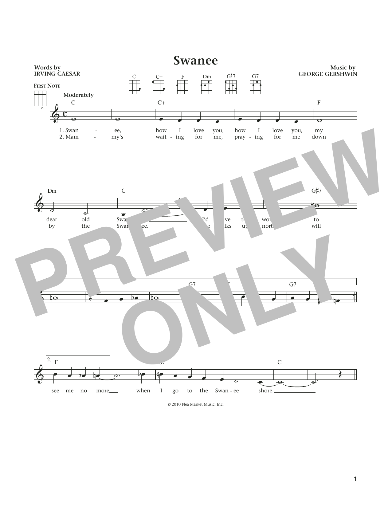 George Gershwin Swanee (from The Daily Ukulele) (arr. Liz and Jim Beloff) Sheet Music Notes & Chords for Ukulele - Download or Print PDF