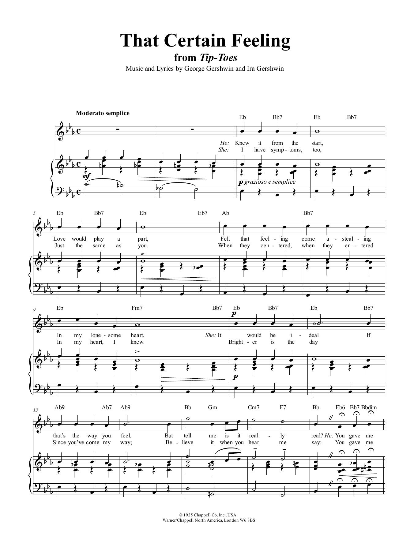 George Gershwin That Certain Feeling Sheet Music Notes & Chords for Piano, Vocal & Guitar (Right-Hand Melody) - Download or Print PDF