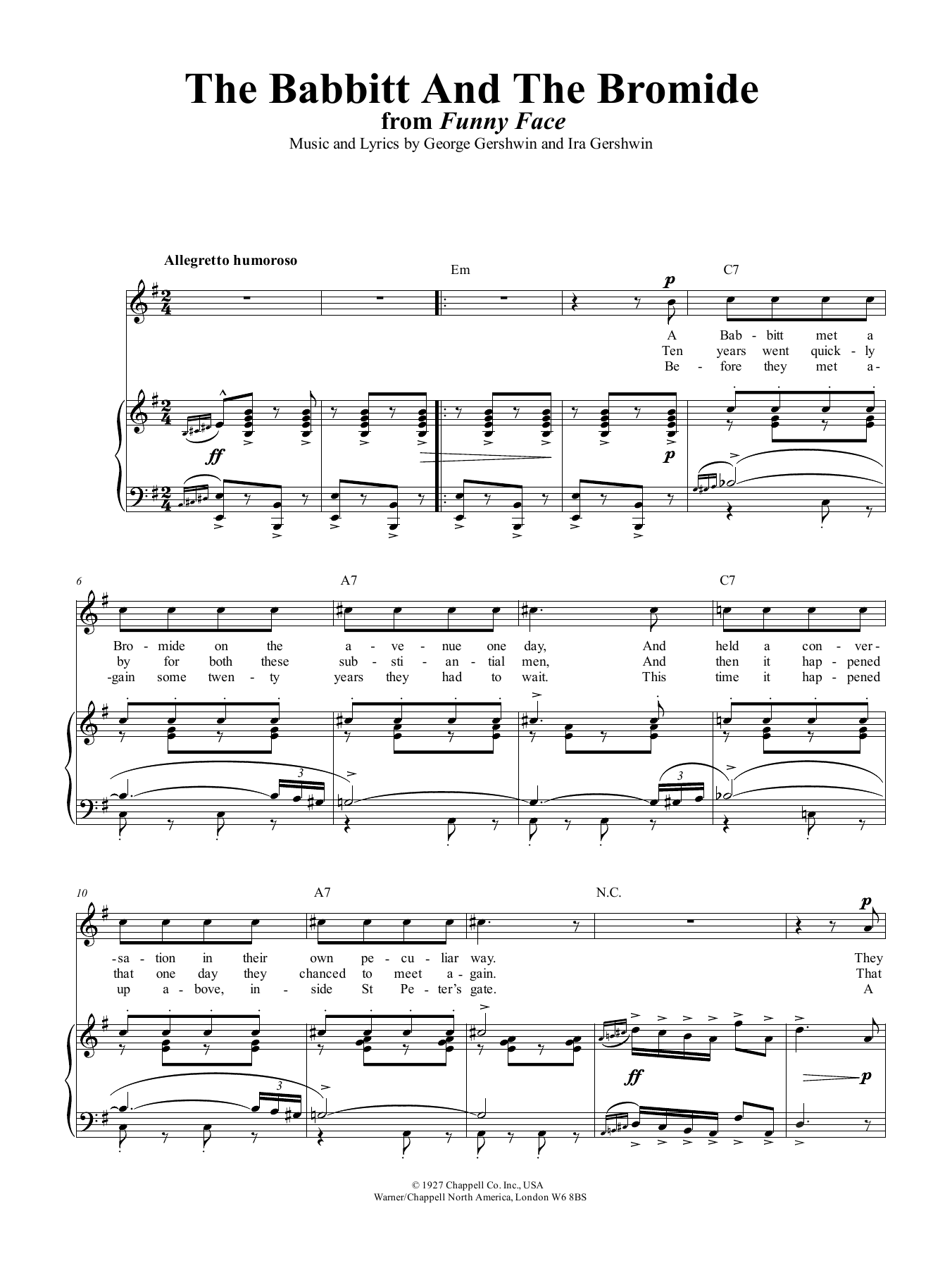 George Gershwin The Babbitt And The Bromide Sheet Music Notes & Chords for Piano, Vocal & Guitar (Right-Hand Melody) - Download or Print PDF