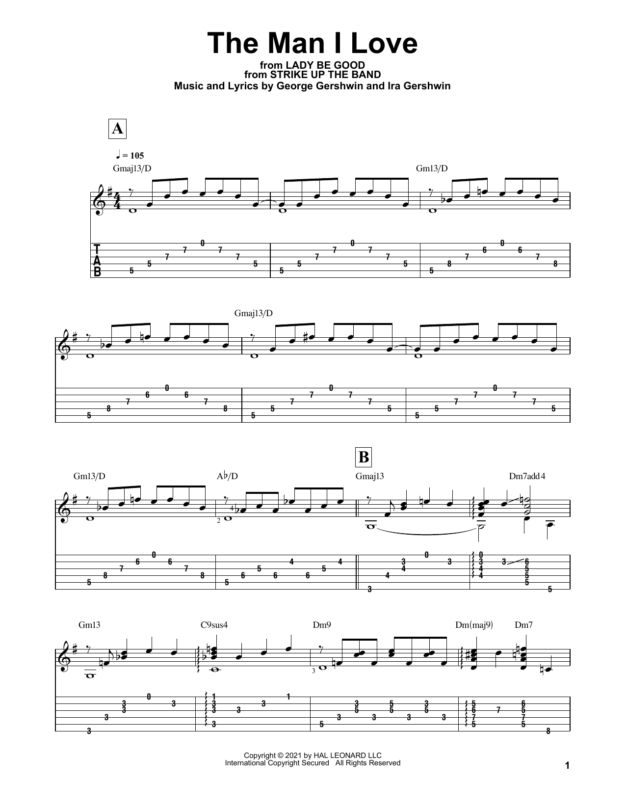 George Gershwin The Man I Love (arr. Matt Otten) Sheet Music Notes & Chords for Solo Guitar - Download or Print PDF