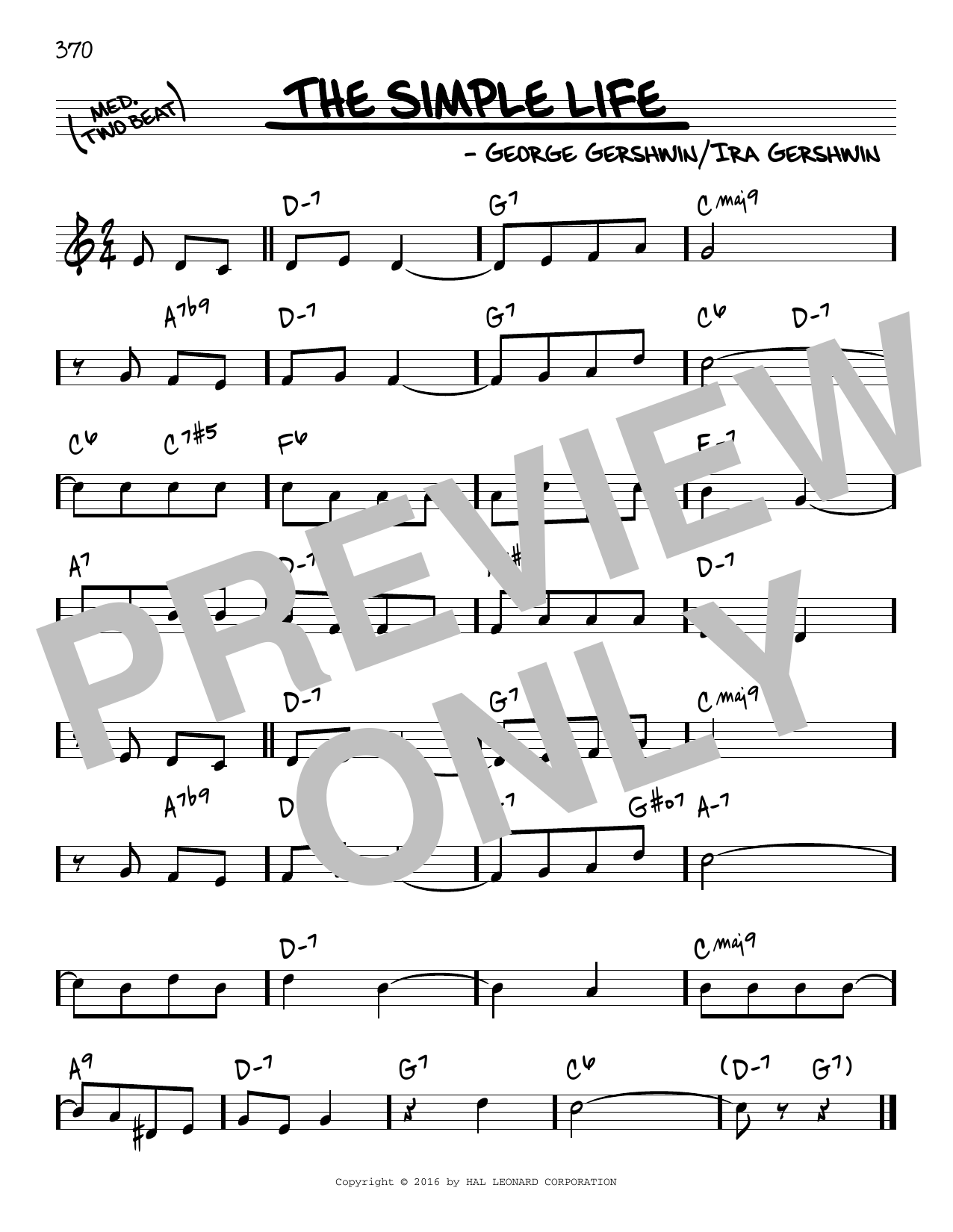 George Gershwin The Simple Life Sheet Music Notes & Chords for Real Book – Melody & Chords - Download or Print PDF