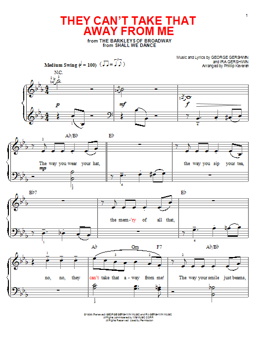 Phillip Keveren They Can't Take That Away From Me Sheet Music Notes & Chords for Piano - Download or Print PDF