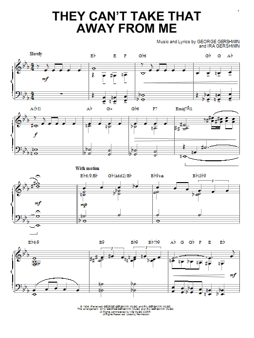 George Gershwin They Can't Take That Away From Me [Jazz version] (arr. Brent Edstrom) Sheet Music Notes & Chords for Piano Solo - Download or Print PDF
