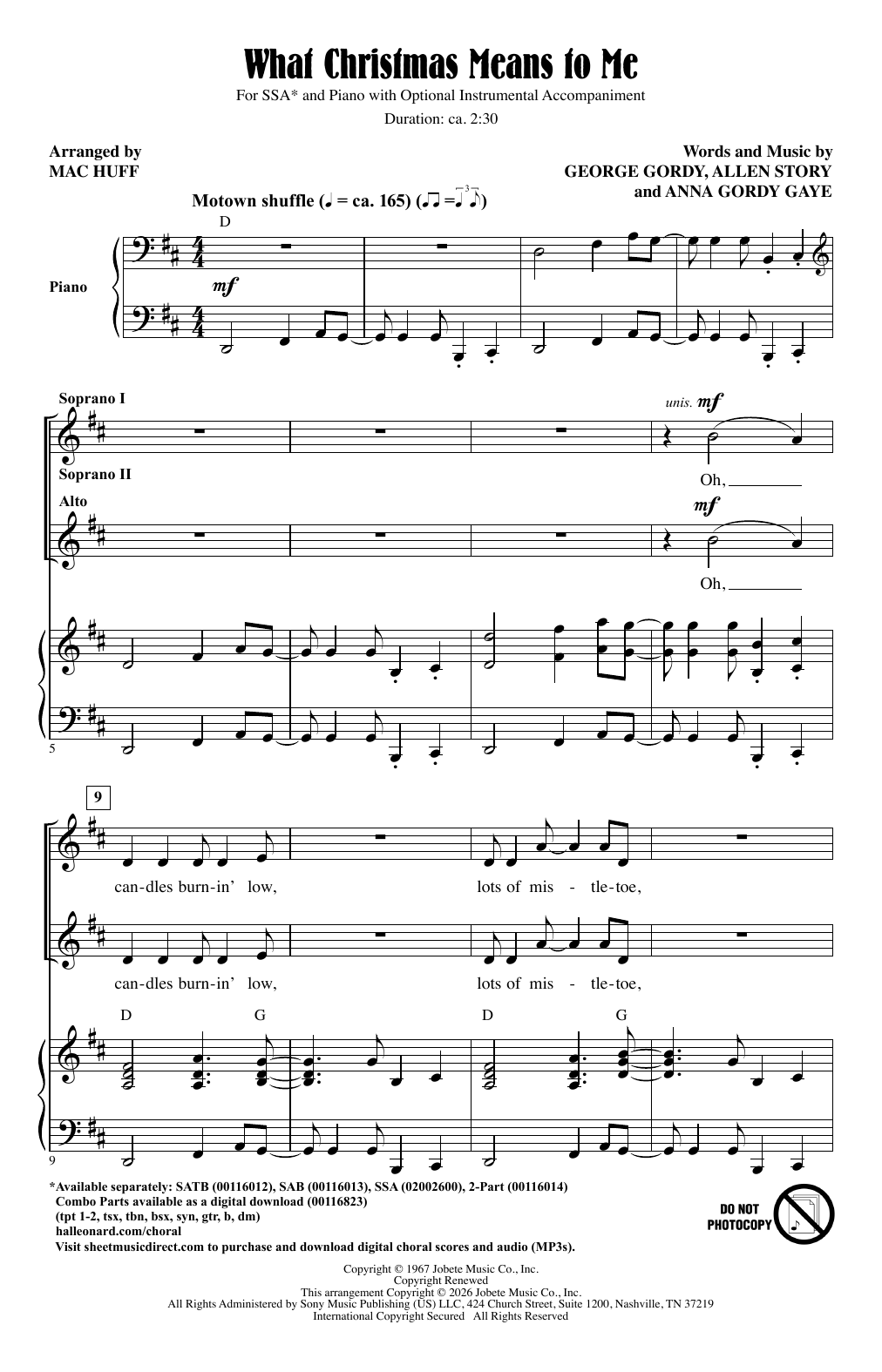 George Gordy What Christmas Means To Me (arr. Mac Huff) Sheet Music Notes & Chords for SSA Choir - Download or Print PDF