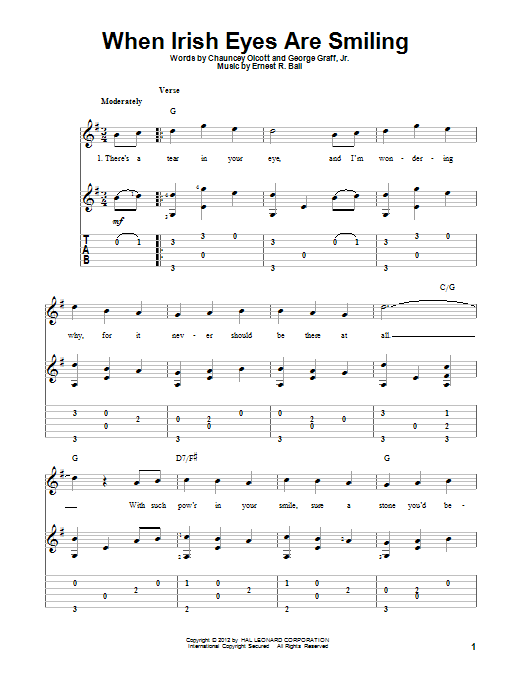George Graff Jr. When Irish Eyes Are Smiling Sheet Music Notes & Chords for Guitar Tab - Download or Print PDF