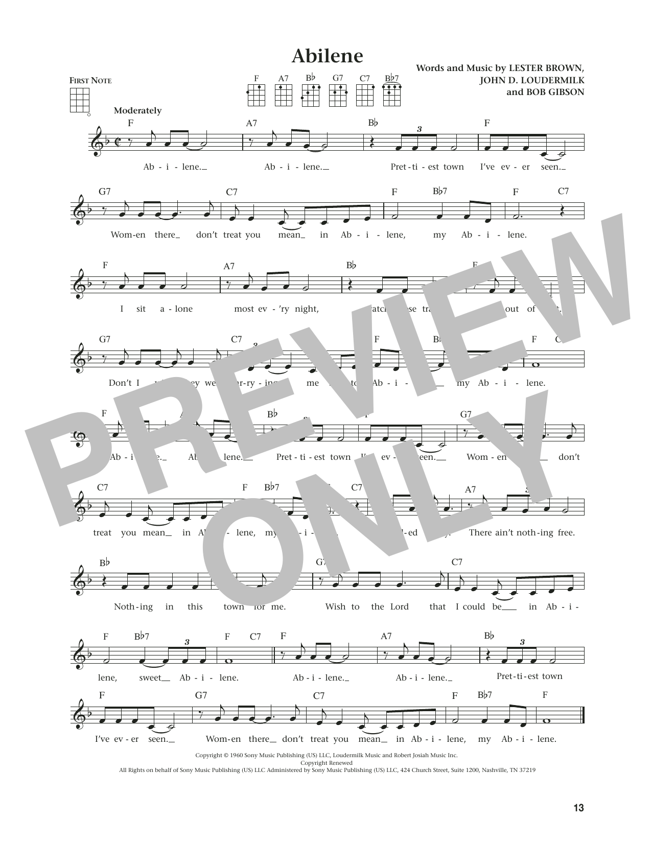 George Hamilton IV Abilene (from The Daily Ukulele) (arr. Jim Beloff) Sheet Music Notes & Chords for Ukulele - Download or Print PDF