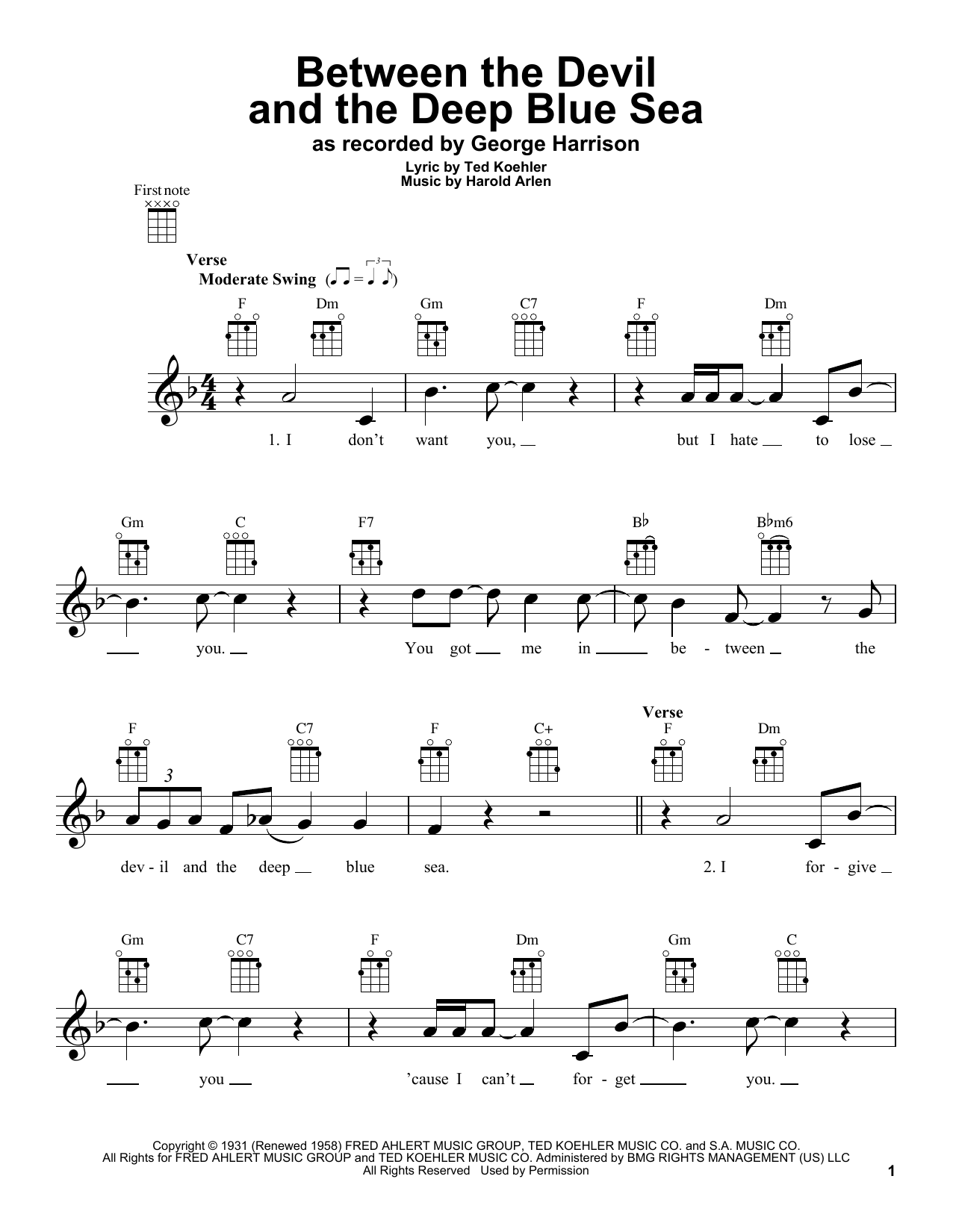 George Harrison Between The Devil And The Deep Blue Sea Sheet Music Notes & Chords for Ukulele - Download or Print PDF