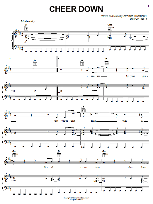 George Harrison Cheer Down Sheet Music Notes & Chords for Piano, Vocal & Guitar (Right-Hand Melody) - Download or Print PDF