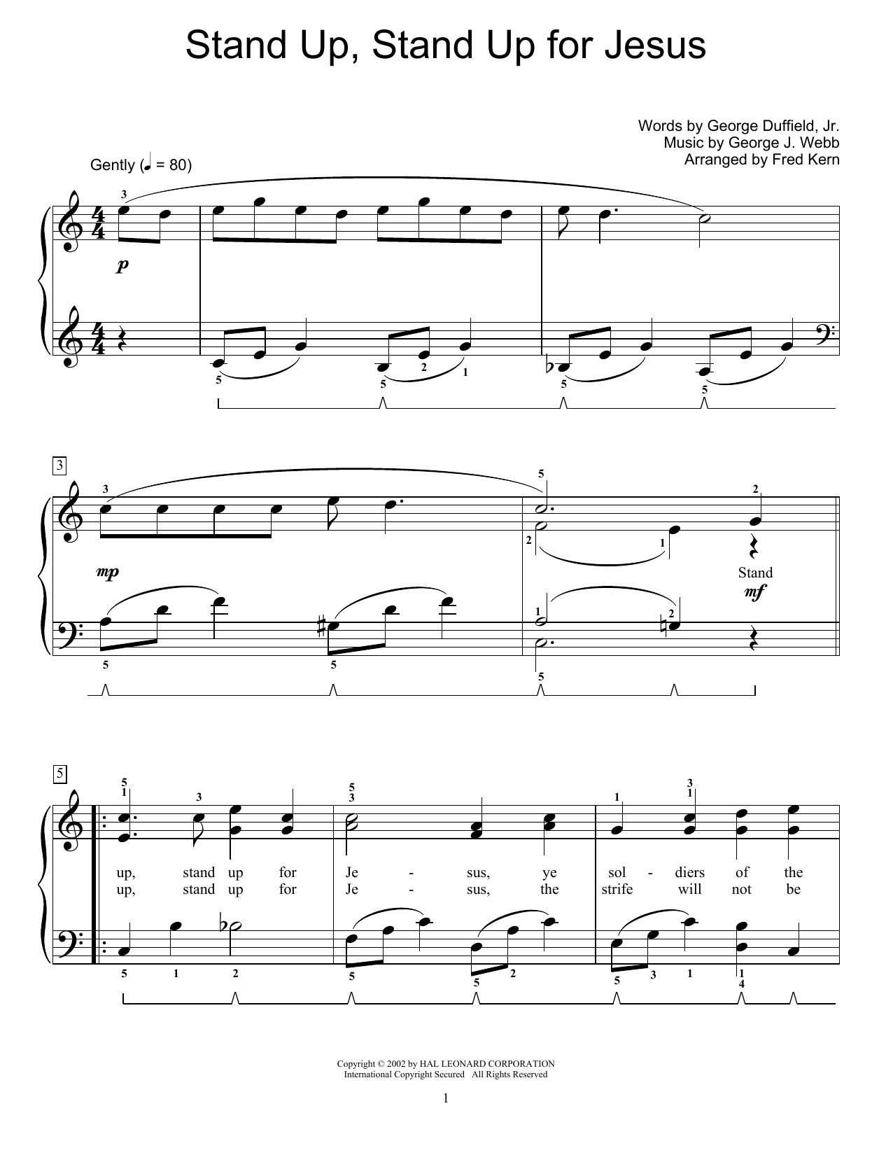 George J. Webb Stand Up, Stand Up For Jesus Sheet Music Notes & Chords for Educational Piano - Download or Print PDF