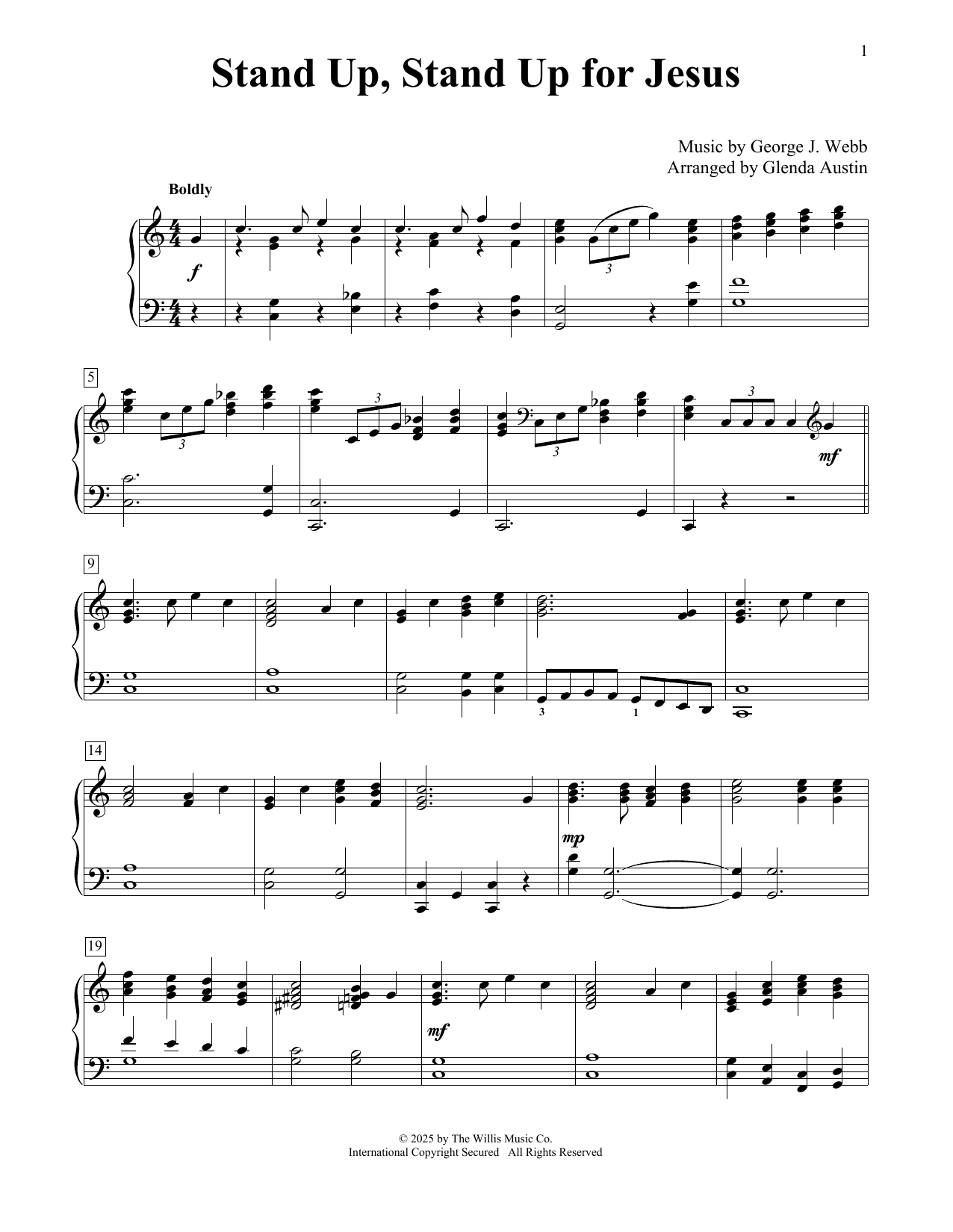 George J. Webb Stand Up, Stand Up For Jesus (arr. Glenda Austin) Sheet Music Notes & Chords for Educational Piano - Download or Print PDF