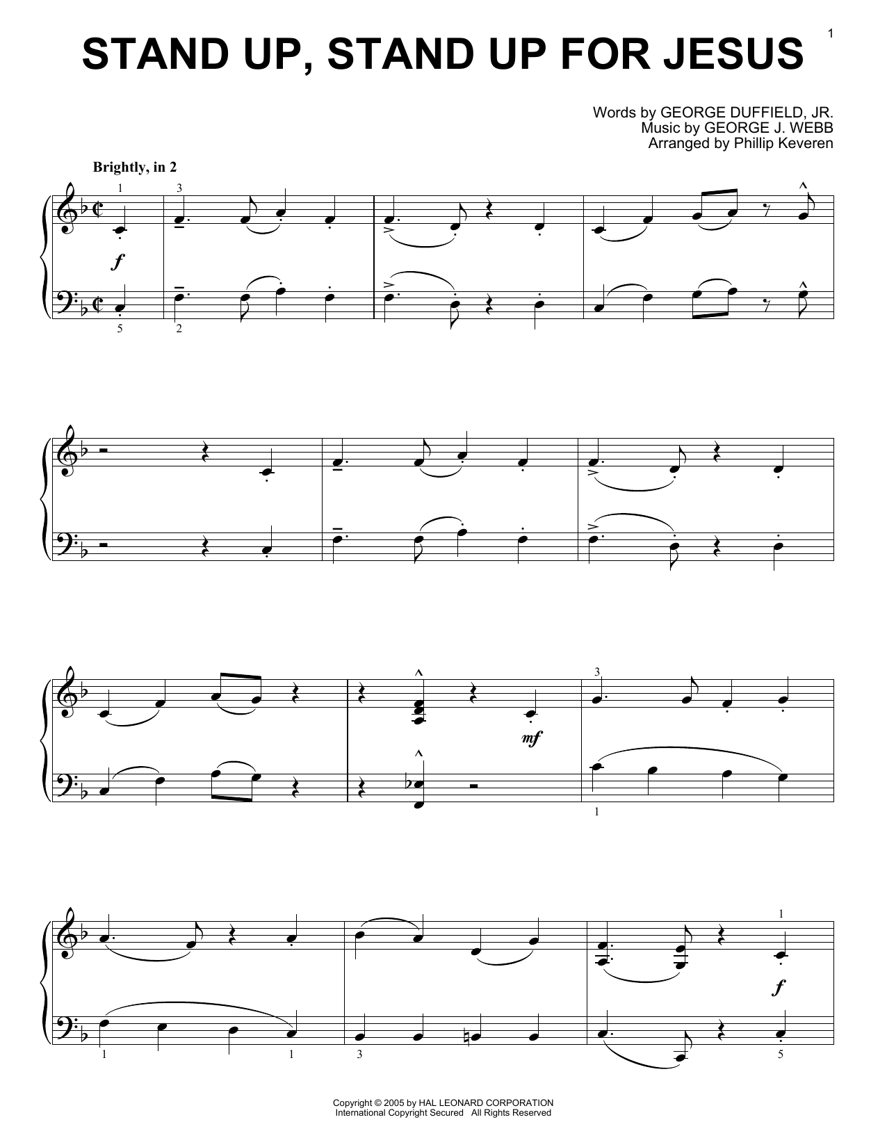 George J. Webb Stand Up, Stand Up For Jesus [Jazz version] (arr. Phillip Keveren) Sheet Music Notes & Chords for Piano Solo - Download or Print PDF