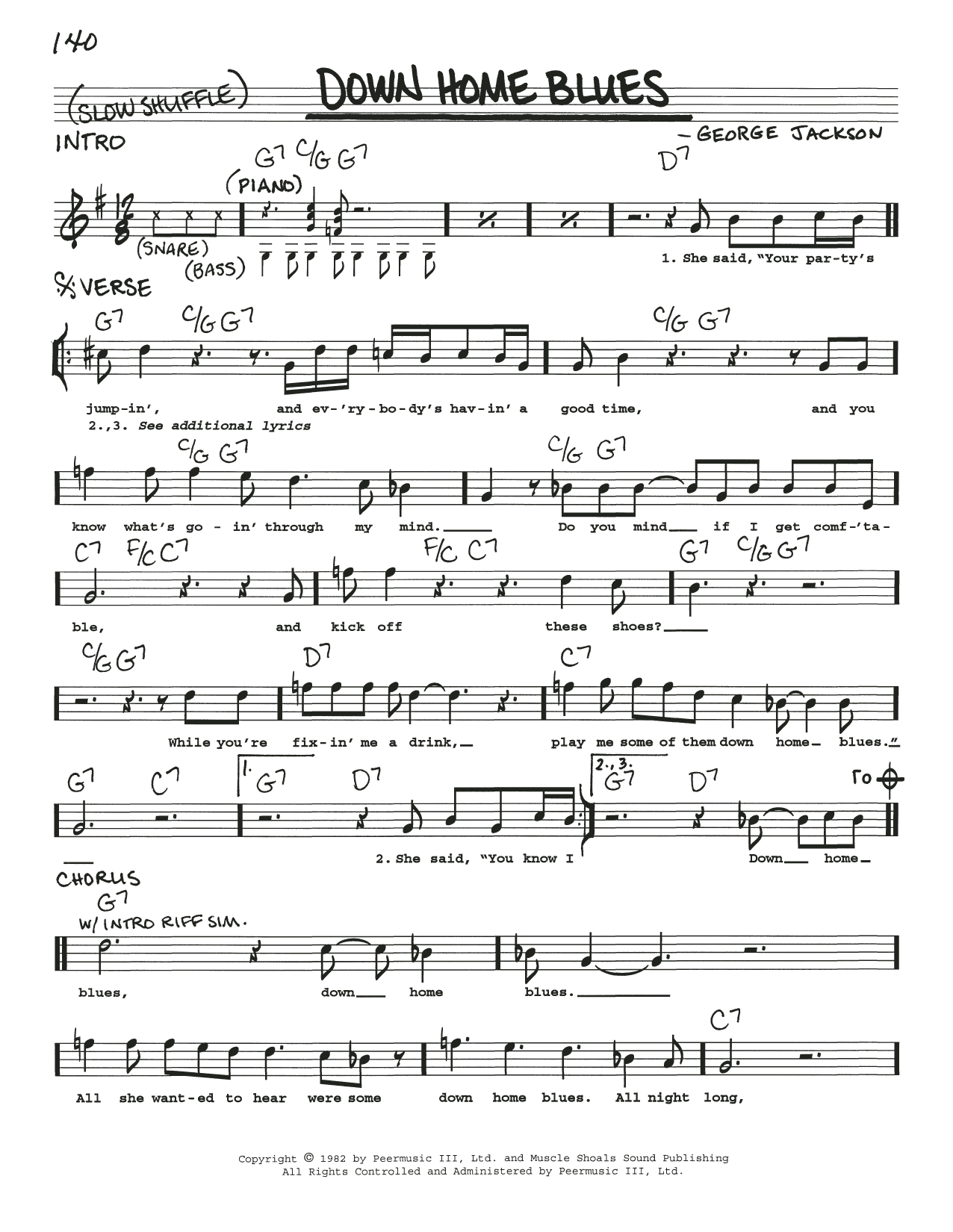 George Jackson Down Home Blues Sheet Music Notes & Chords for Real Book – Melody, Lyrics & Chords - Download or Print PDF