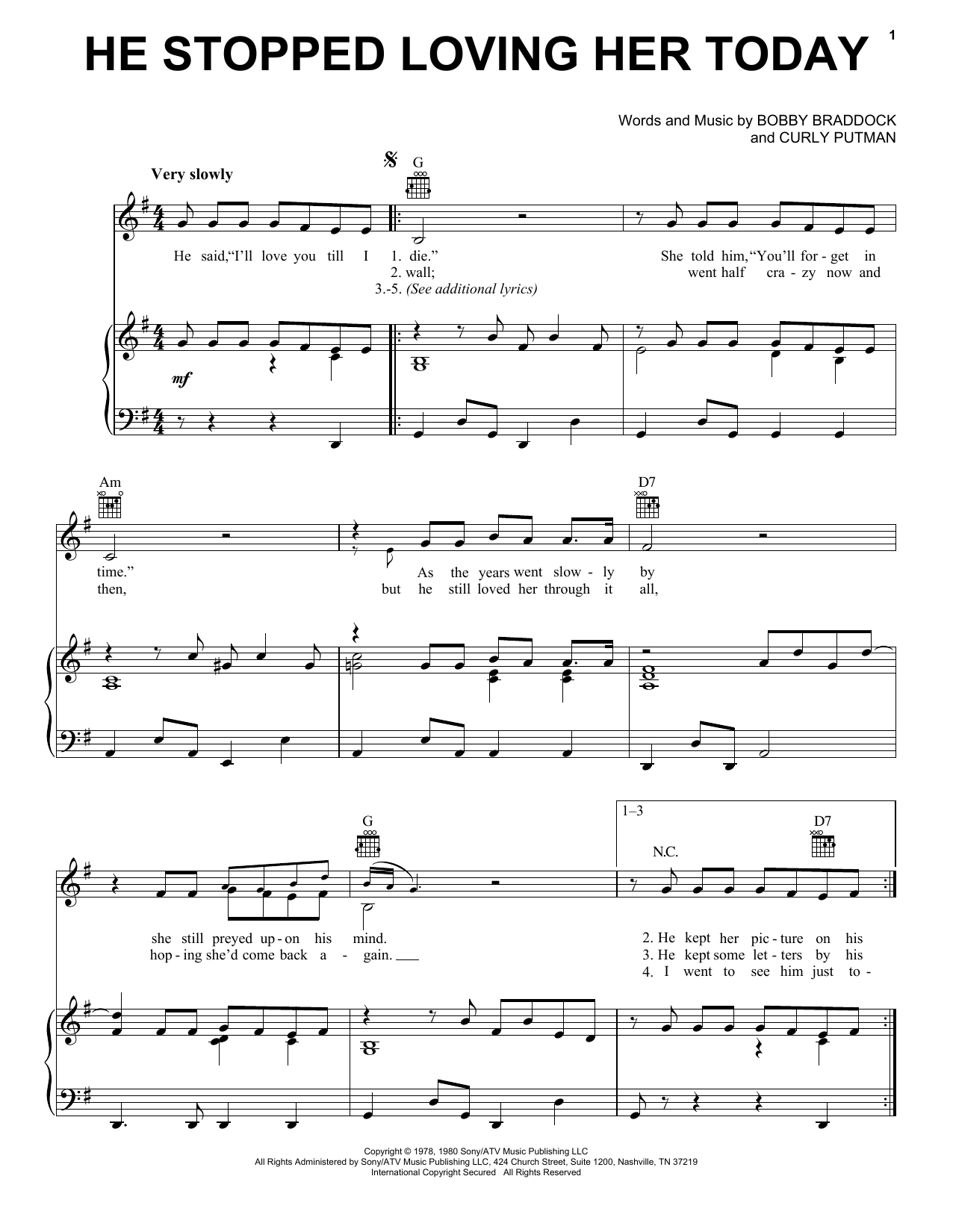 George Jones He Stopped Loving Her Today Sheet Music Notes & Chords for Chord Buddy - Download or Print PDF